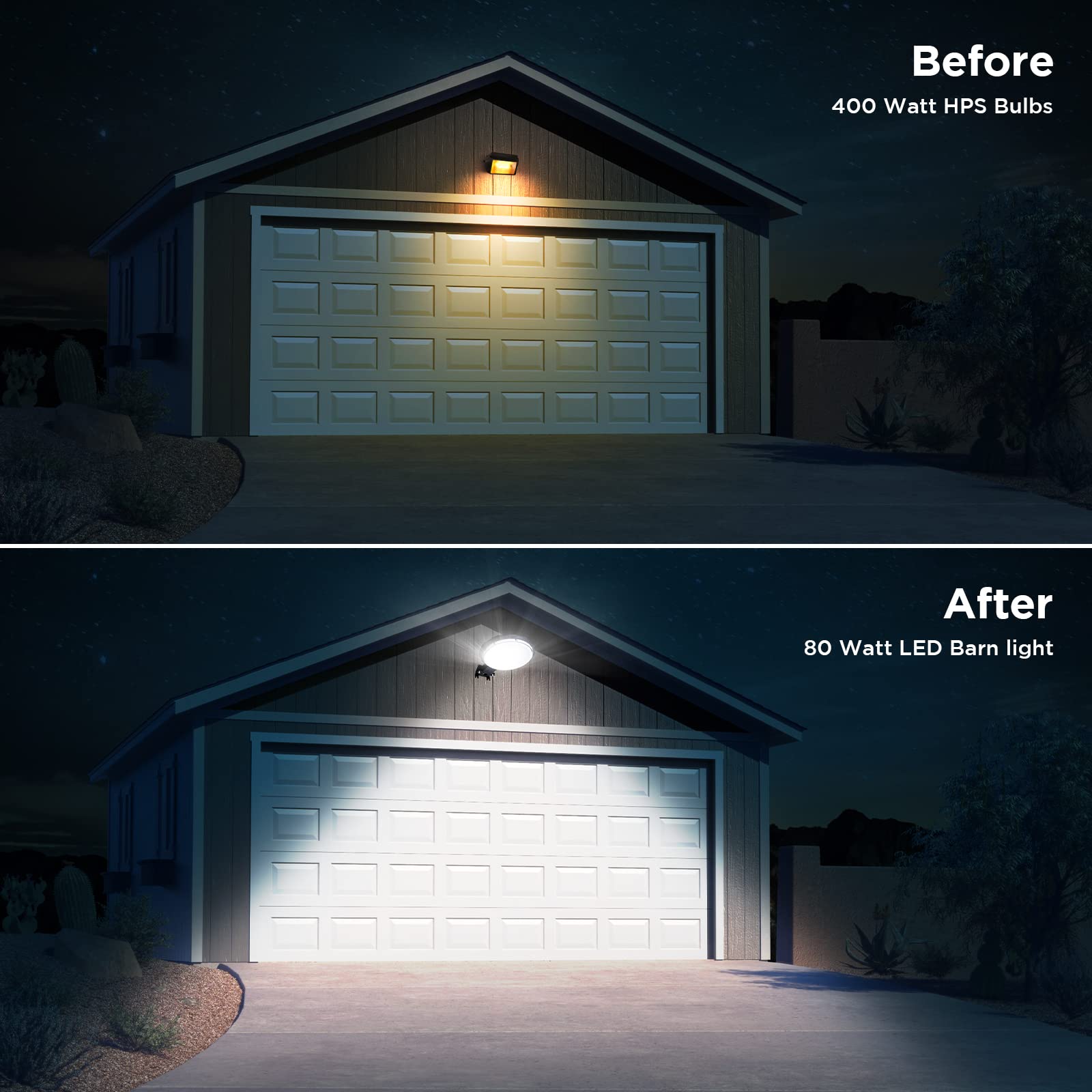deerdance LED Barn Light - 80W 10000LM Dusk to Dawn Outdoor Lighting, 5000K Daylight, IP65 Waterproof for Farmhouse, Garage, Yard