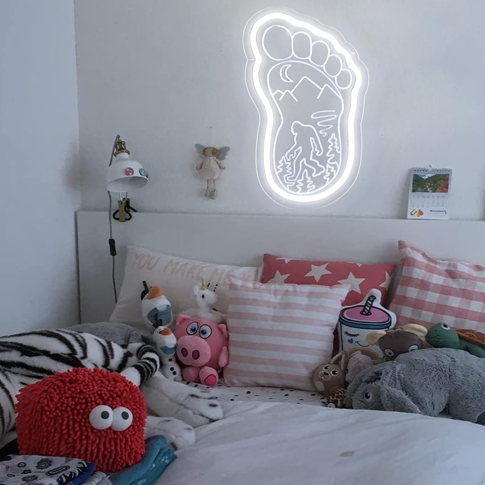 Pinlangdou White Sasquatch Neon Sign Bigfoot Mountain Forest Neon Light For Bedroom Hallway Garage Home Wall Decor Man Cave ChildrenS Room For Birthday Party Gifts For Fans Friends Kids