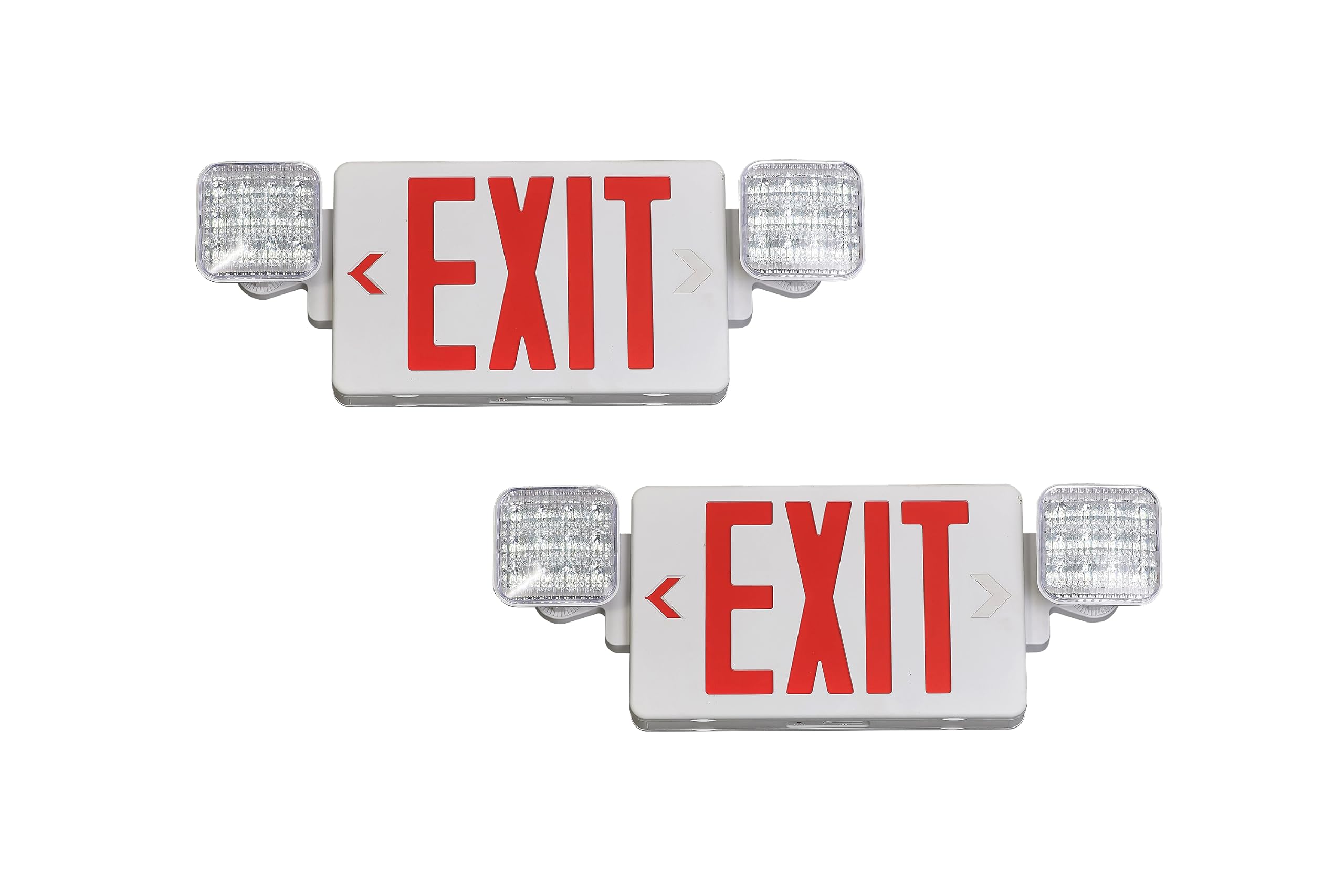 GZRUIYANG Exit Sign with LED Emergency Lights, Battery Backup, 2 Pack, White Housing Red Letter, Model RY-EX03-WH-RE-2