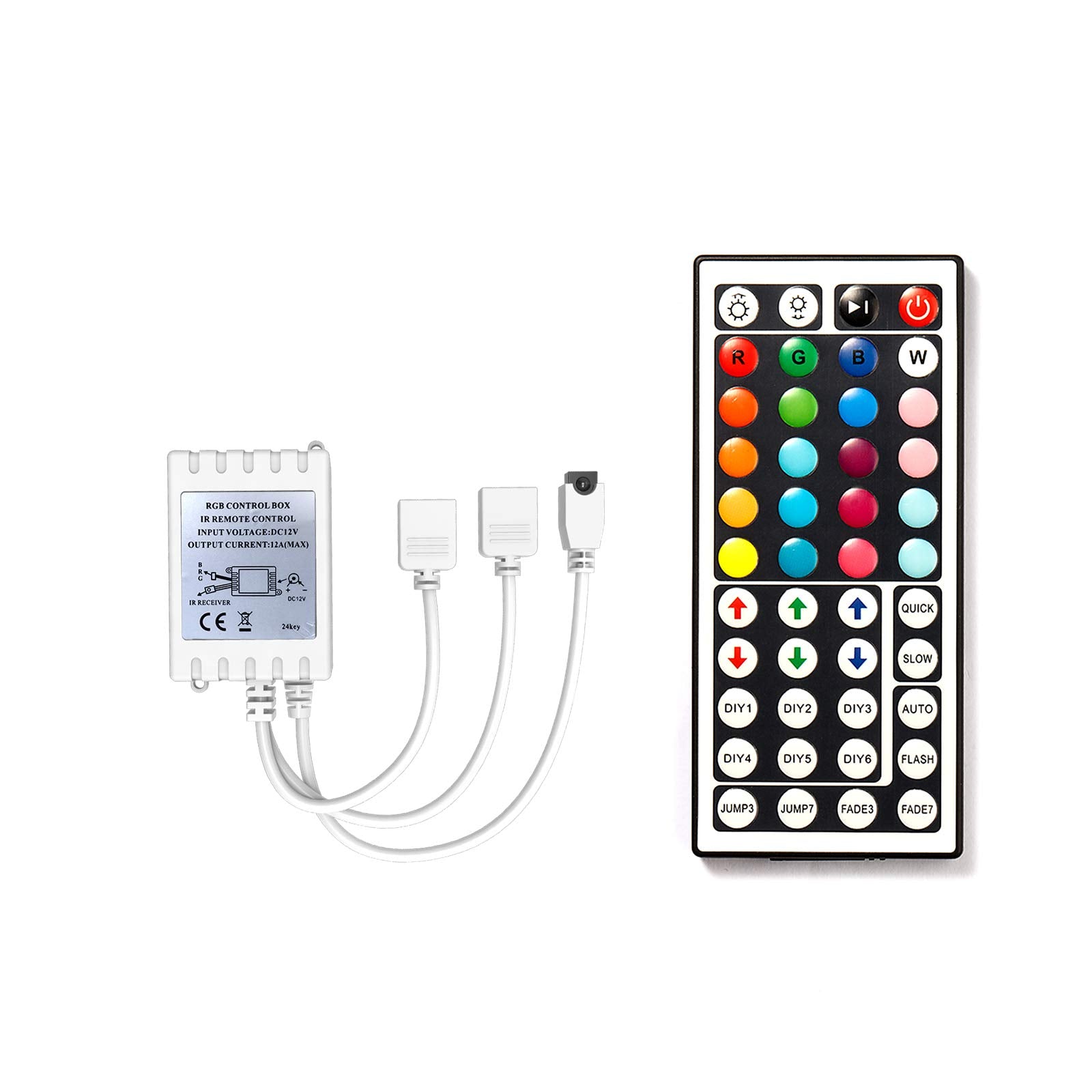 Phopollo 44-Key Ir Remote Controller For 5050 12/24V Led Strip Lights - Transparent