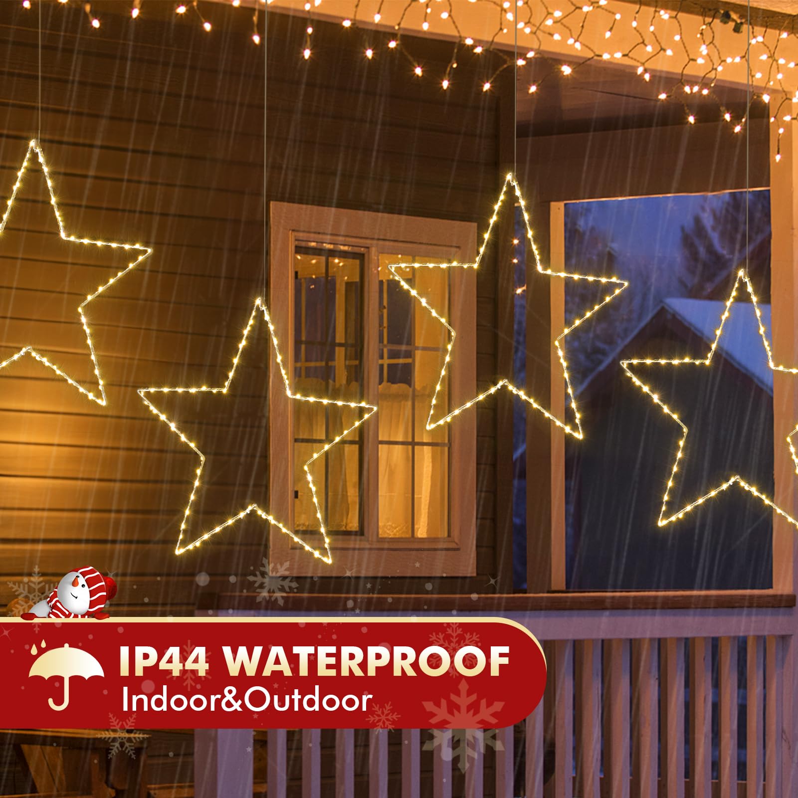 Marchpower Christmas Window Star Silhouette Lights  19Inch 70Led 2 Pack Large Star Lighted Xmas Decoration Battery Operated Twinkle Stars Light Outdoor Timer Lights Wedding Party Home D?Cor-Warm White