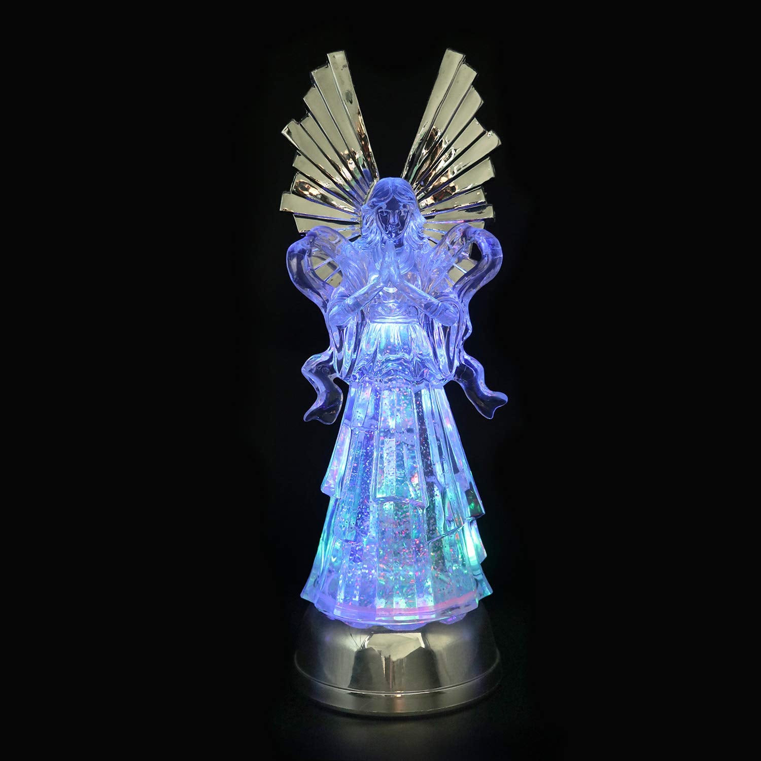 DRomance 14 Angel Snow Globe Lantern Battery Operated with 6 Hour Timer Color Changing LED Light Praying Angel Swirling Glitter 