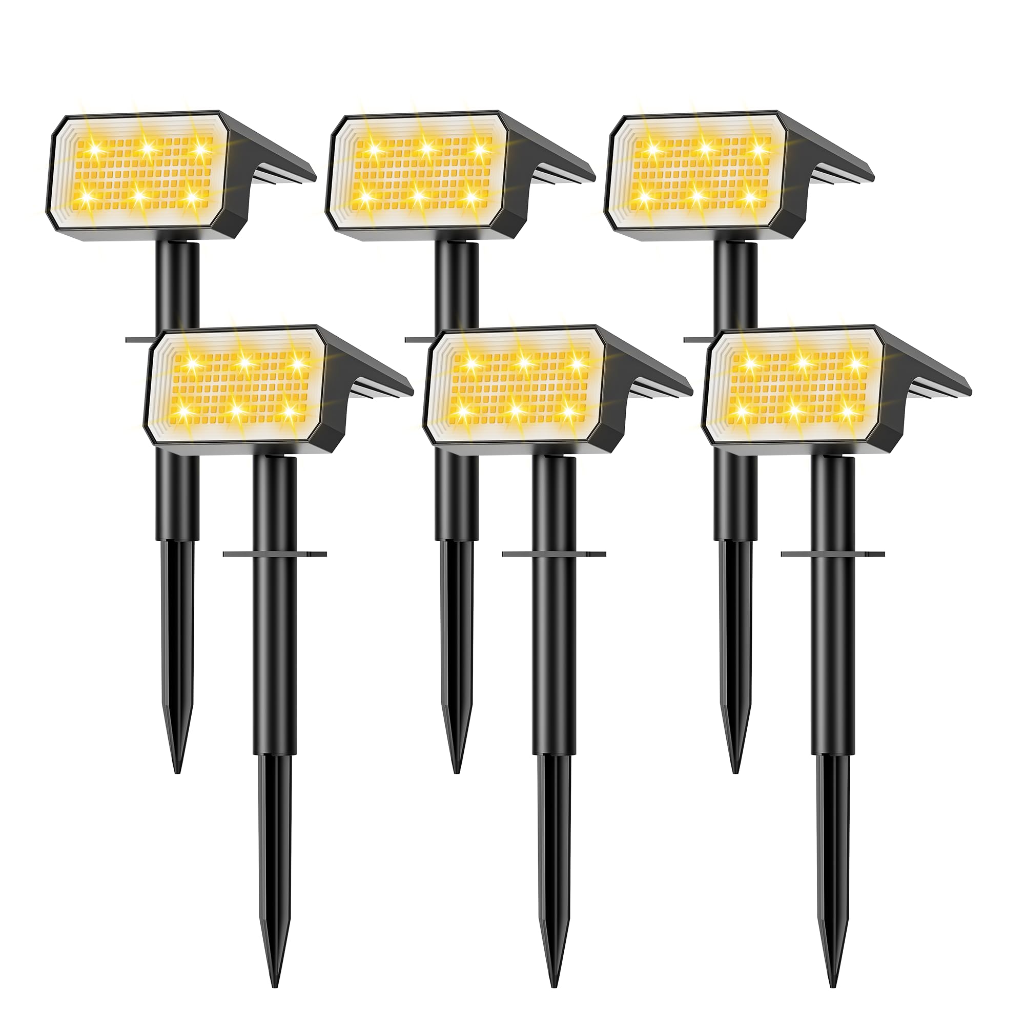 Flaow Solar Spot Lights Outdoor  [6 pack/118 LED] 4 Modes Auto On/Off Solar Landscape Spotlights  Ip67 Waterproof Solor Powered Pathway Lights for Outside Yard Garden Walkway Tree Patio (Warm White)
