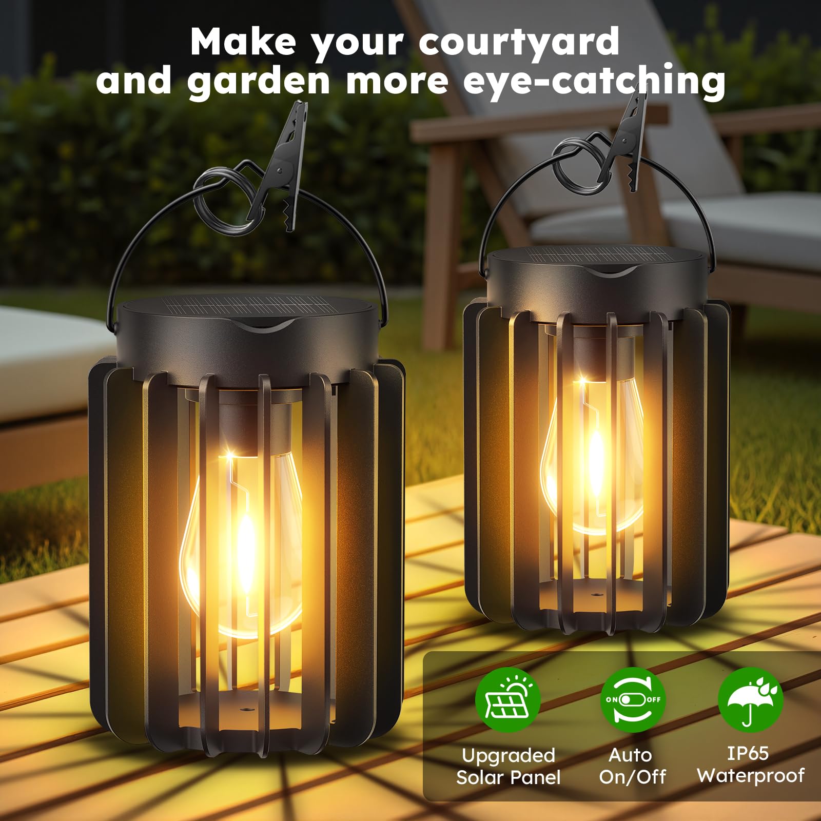 Ahaorigin Solar Lanterns Outdoor Waterproof  Brighter Up To 12 Hrs Outdoor Hanging Solar Lights  Outside Hanging Lanterns For Garden Porch Patio Yard Decor  Gifts For Women Mom Father Black  4 Pack