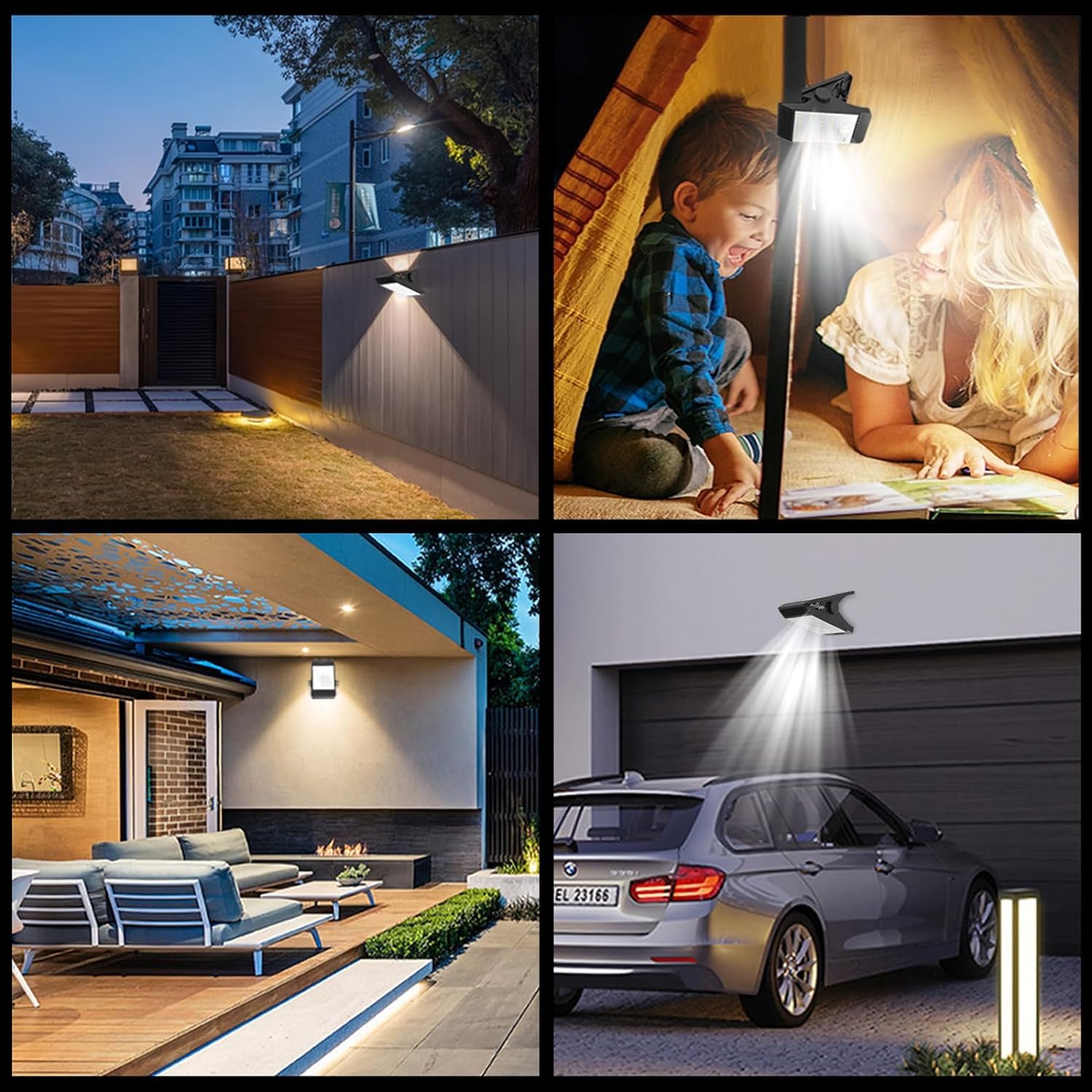 Voominhtec Clip On Solar Lights Outdoor, 48 Leds Motion Sensor Lights, Battery Replaceable, 3 Modes, 3 Mounting Ways, Ip65 Waterproof Security Light For Fence, Wall, Garage, Patio Umbrella (1Pack)