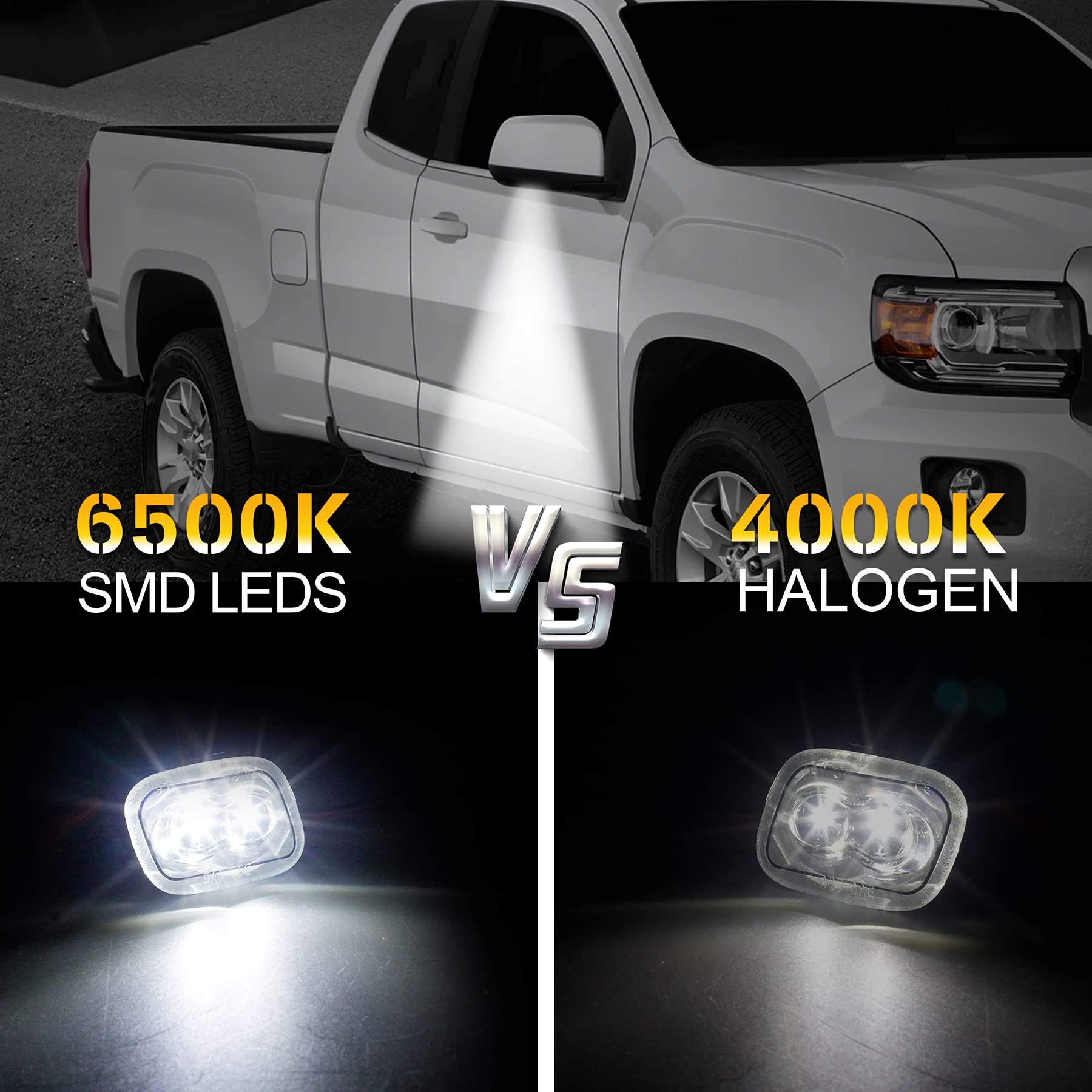 NDRUSH Black Side Mirror Puddle Light LED Lamp Assembly for Ford F-150 2015-2021, F-250/F-350 Super Duty 2017-2021