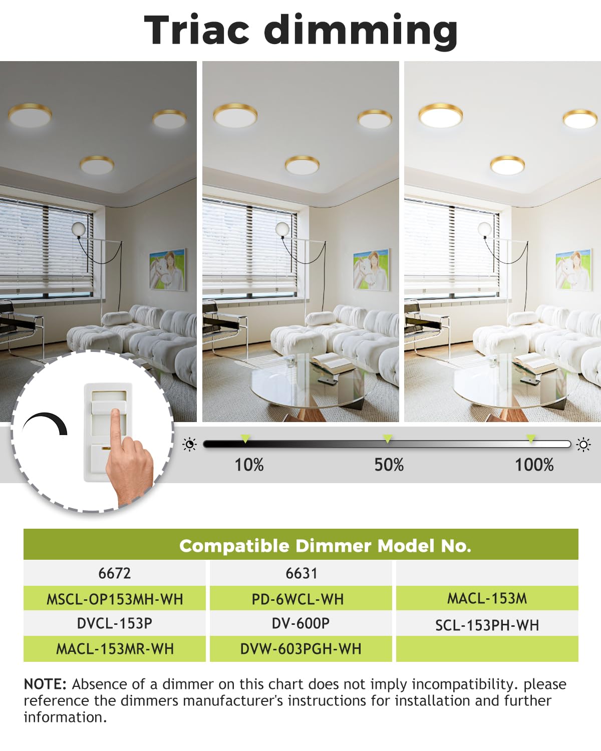 Hepside 2Pack Dimmable Flush Mount Ceiling Light Fixture Golden, 3Cct Selectable 3000/4000/6500K Ceiling Lamp, 7.5Inch 15W 1500L
