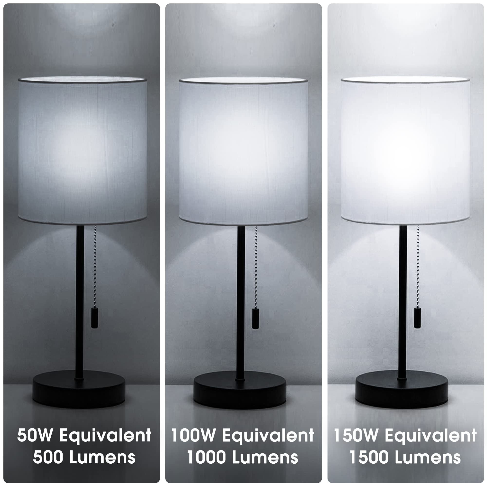 Led Light Bulbs, ?? ?????? ?????? ?????????? ?????????? 50 100 150W Equivalent, Briignite 3 Way Light Bulbs, Three Way A19 Light Bulbs E26 Medium Base, Daylight White 5000K, 500Lm-1000Lm-1500Lm, 2Pack
