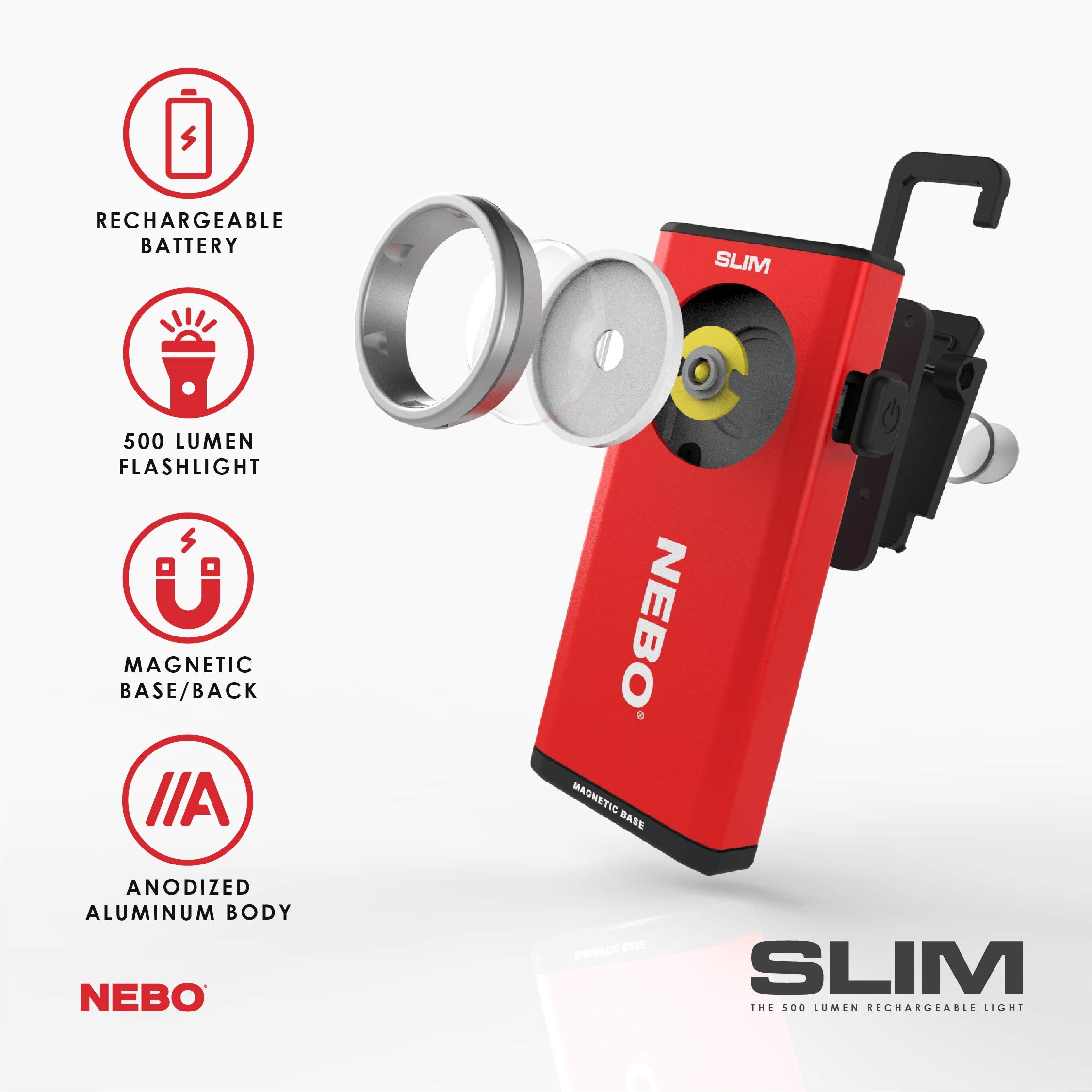 Nebo Flash NEBO Rechargeable Flashlights High Lumens: 500-Lumen LED Flash Light E ...