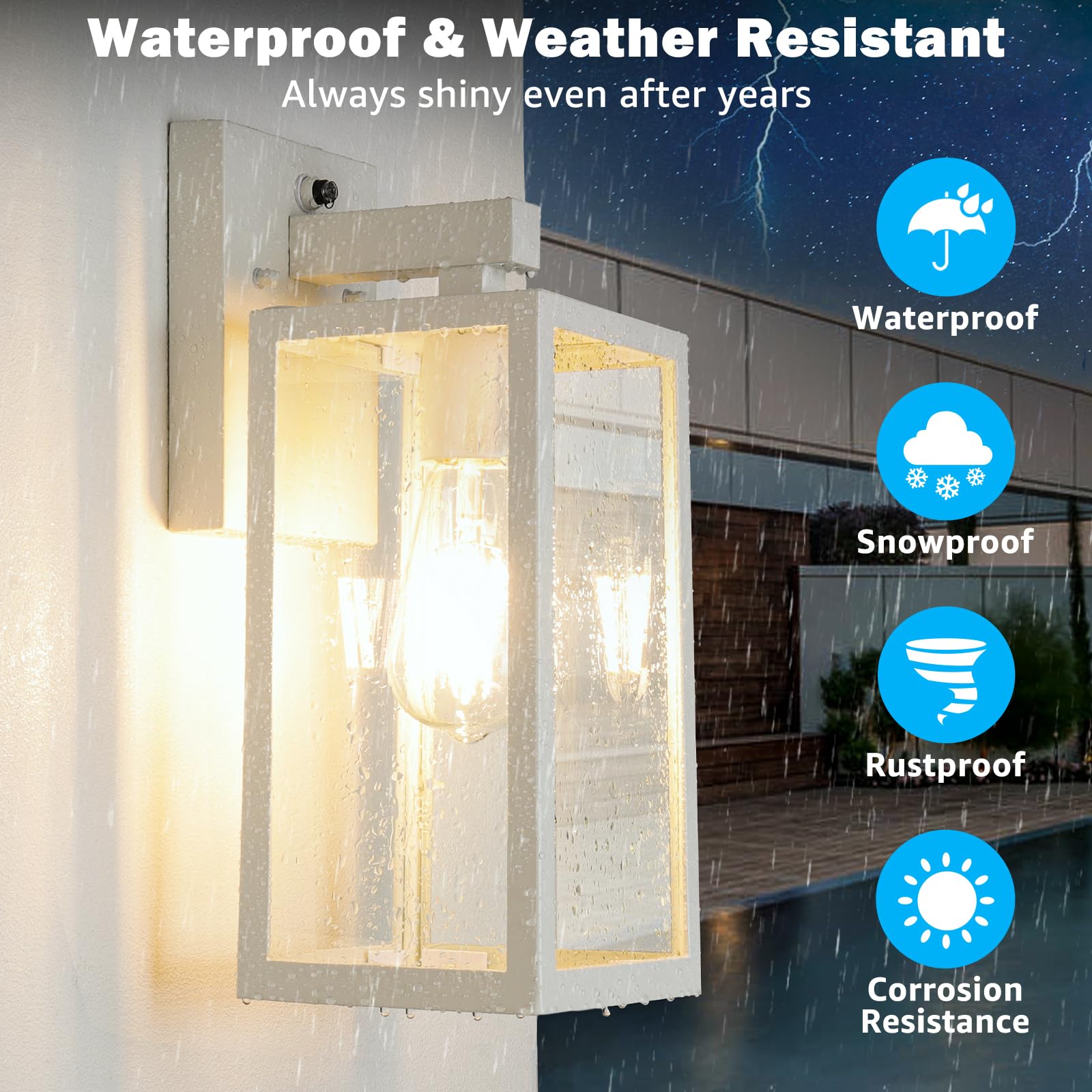Shine Hai Dusk To Dawn Outdoor Wall Lantern, Extra Large Exterior Wall Sconce With E26 Base Socket, Waterproof Fixture Lights Wi