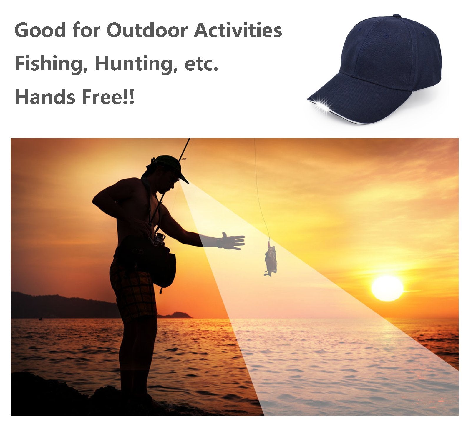 Ultrakey Hands Free Rechargeable Led Baseball Cap Hat For Outdoor Hip Hop Party Holiday