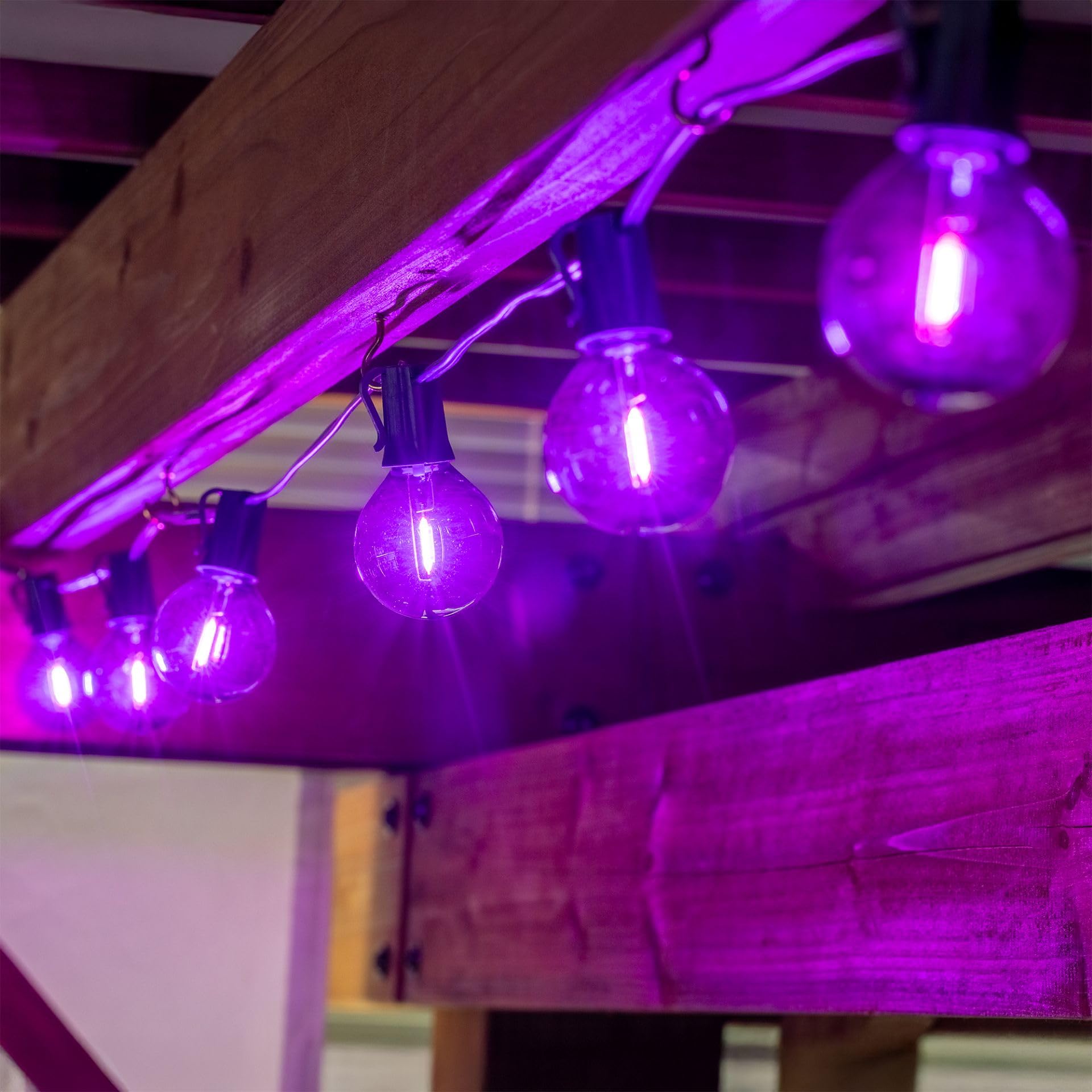 Novelty Lights 25 Pack Purple G40 Led Filament String Light Bulbs  E12/C7 Candelabra Base  5 Watt Equivalent  Shatterproof Replacement Bulbs For Patios  Canopy Lighting