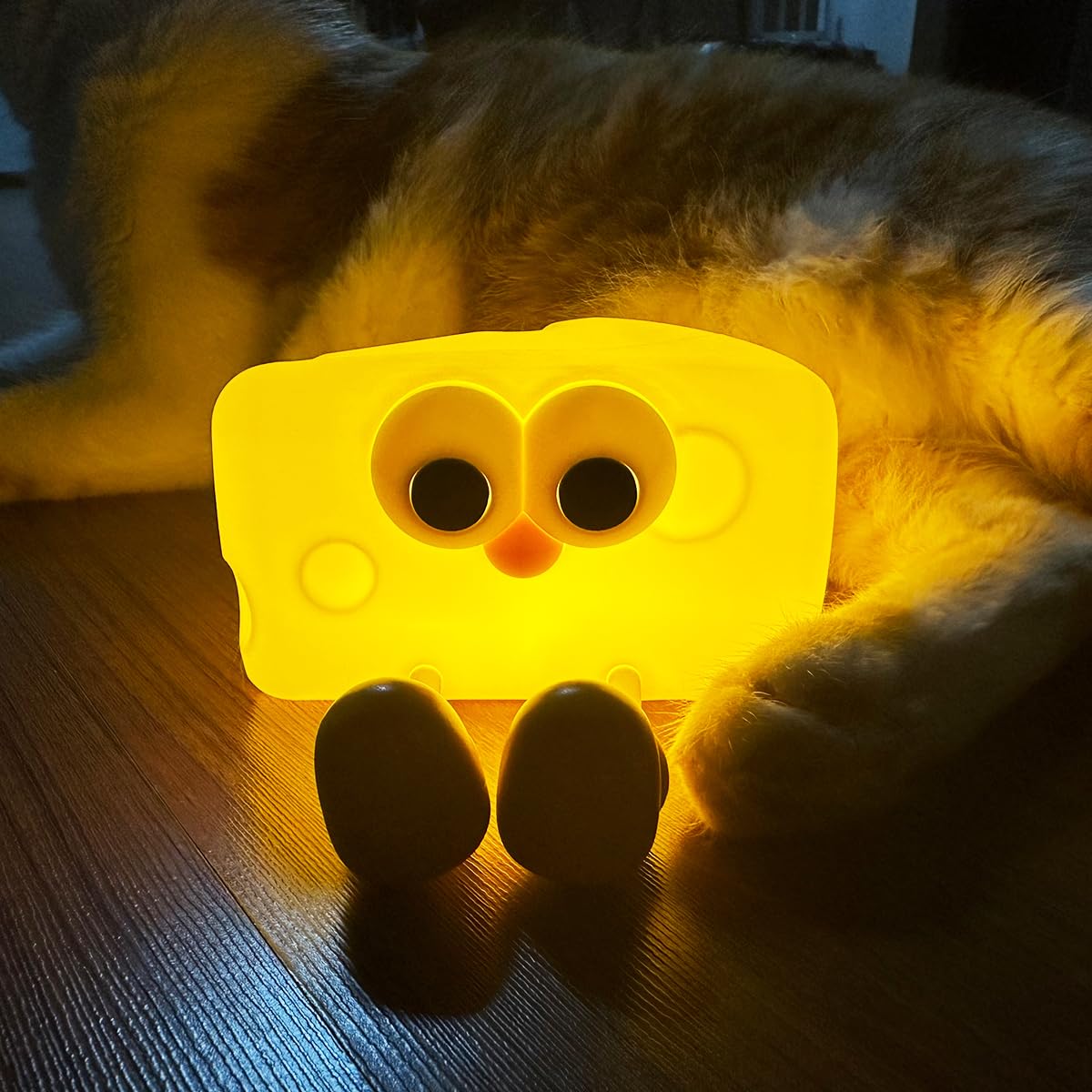 Soft Silicone Cheese Touch Control Night Light for Kid Portable LED Night Lamp, Brightness Adjustable, Auto-off Timer, Rechargea