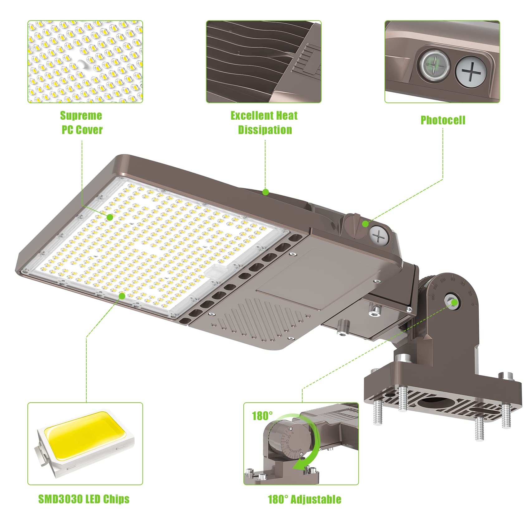 200W Led Parking Lot Light With Photocell Ul Dlc Listed 30000Lm Commercial Led Shoebox Pole Lights Arm Mount Flood Lights Dusk T