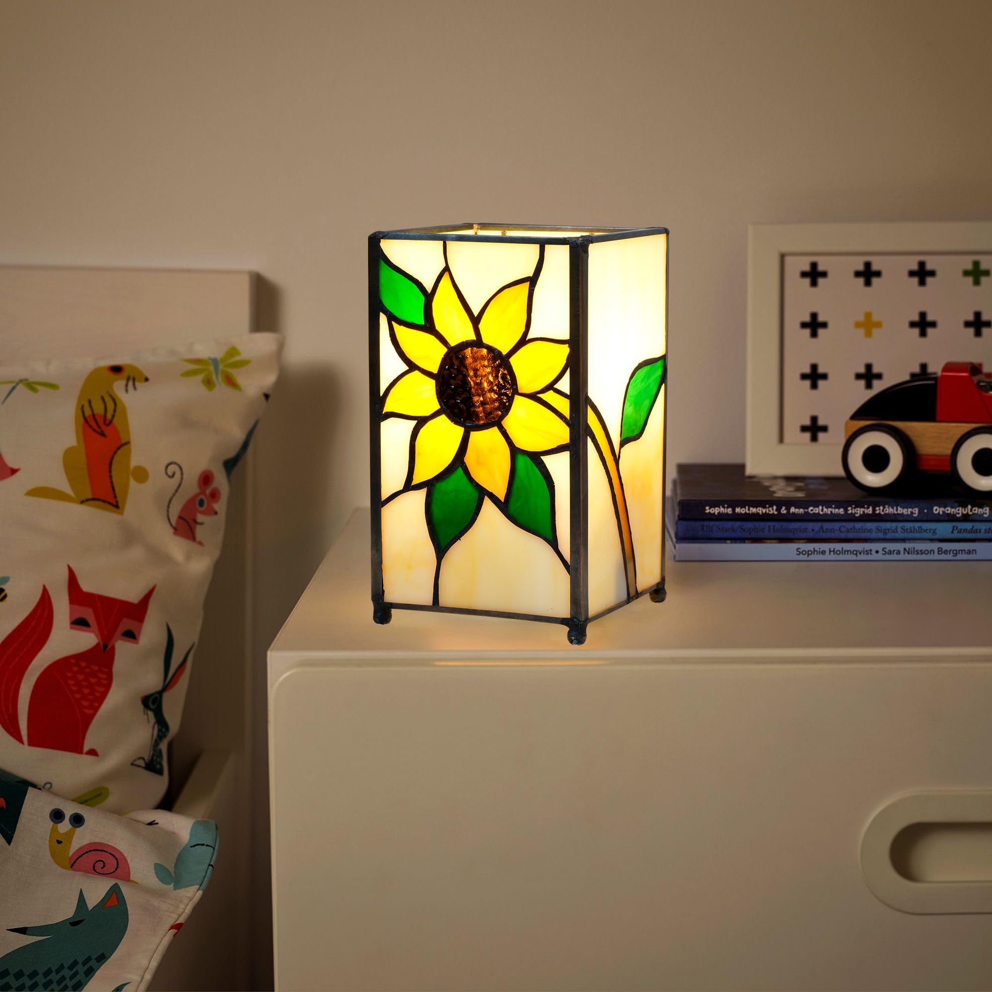 Kiphepi Tiffany Lamp Stained Glass Lamp Small Bedside Table Lamps For Living Room Home Decor Girls Women Birthday Christmas Thanksgiving Day Gift Sunflower