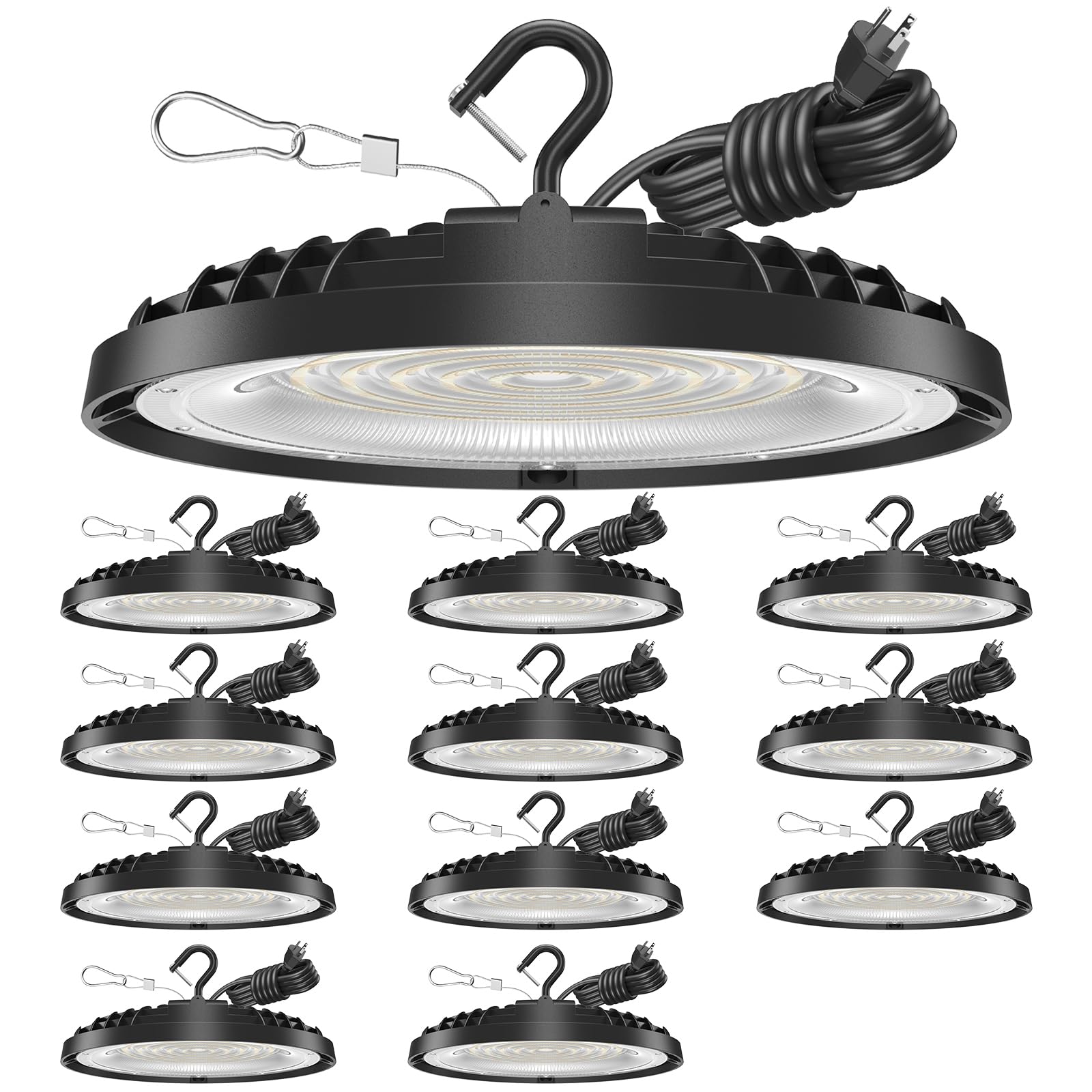 Flakeeper 150W UFO LED High Bay Light, 21,000LM LED Shop Lights Fixture, 5000K, Replace 600W Halogen, 120VAC, Plug & Play Lighti