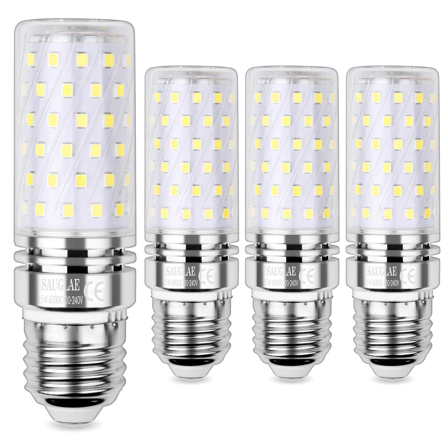 Sagel E26 LED Corn Bulbs 15W, 120W Incandescent Bulbs Equivalent, 6000K Cool White Candelabra Bulbs, NonDimmable, 1500Lm, Ediso