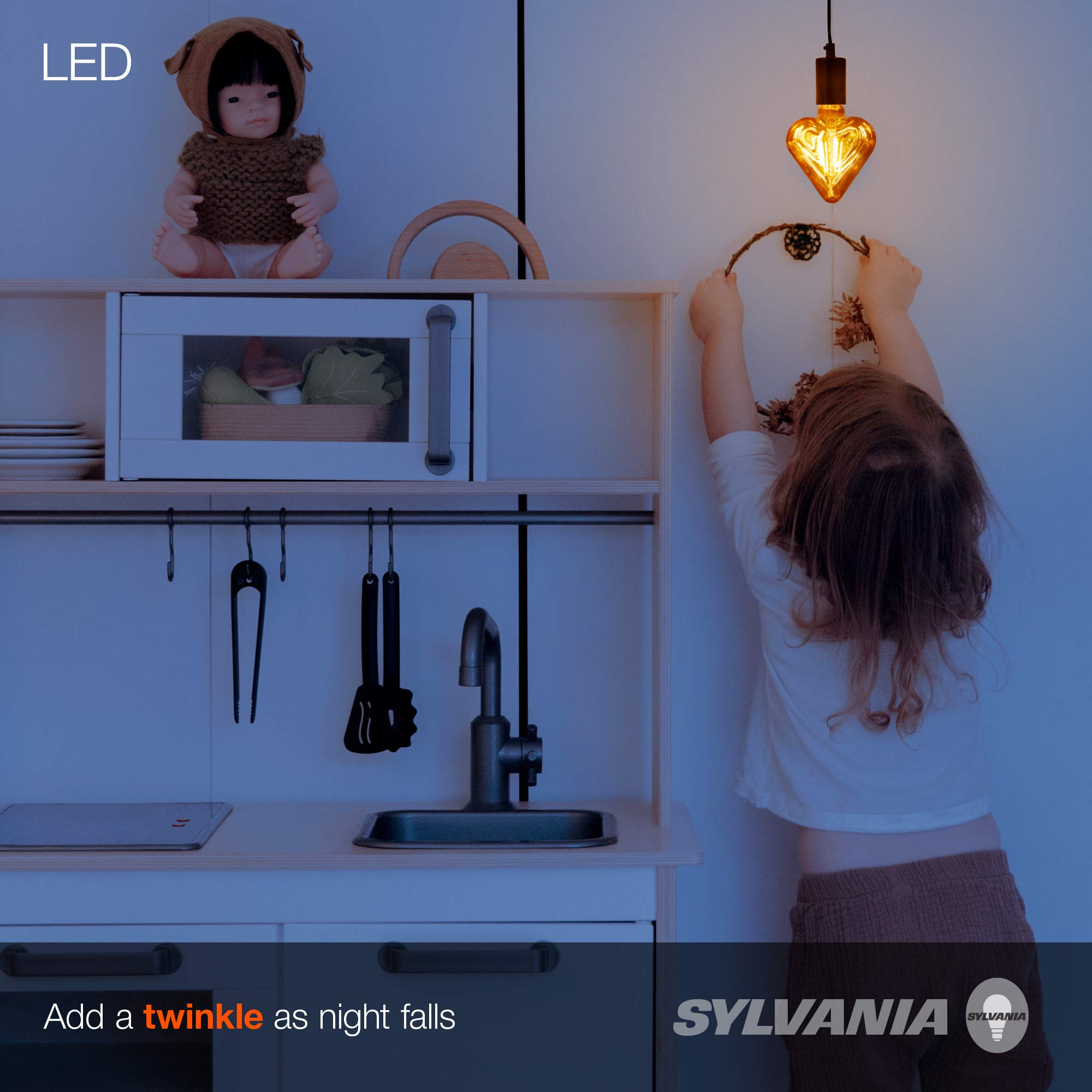 LEDVANCE SYLVANIA Vintage Heart Shaped LED Bulb, 2175K Amber Glow, Copper Finish, 1 Pack