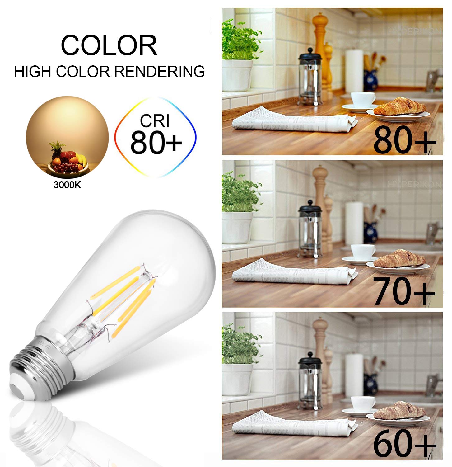 NOTOC LED Edison Bulb, Antique 40W Vintage, Warm White 2700K, Glass, Pack of 3