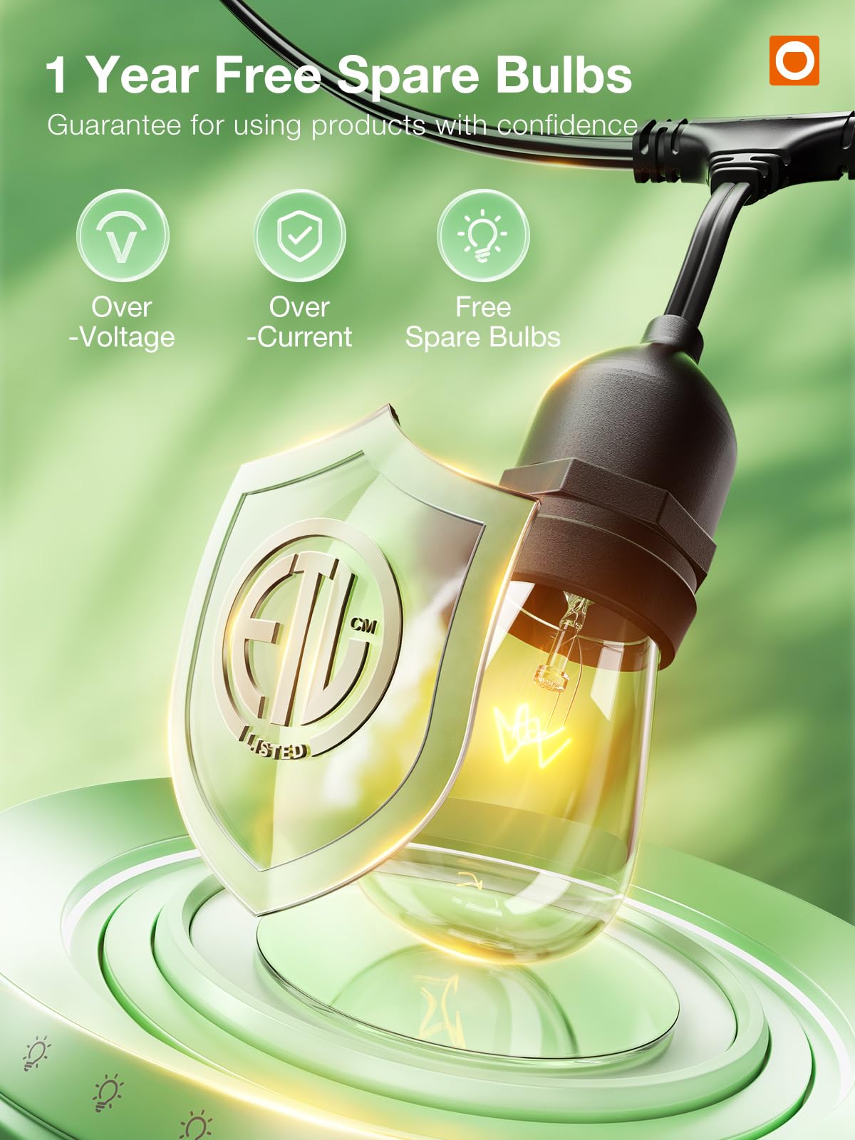 addlon Outdoor String Lights 24FT Weatherproof Edison Bulbs Black Café Lights, Model JCD-DL/E17, Heavy-Duty for Patio & Bistro