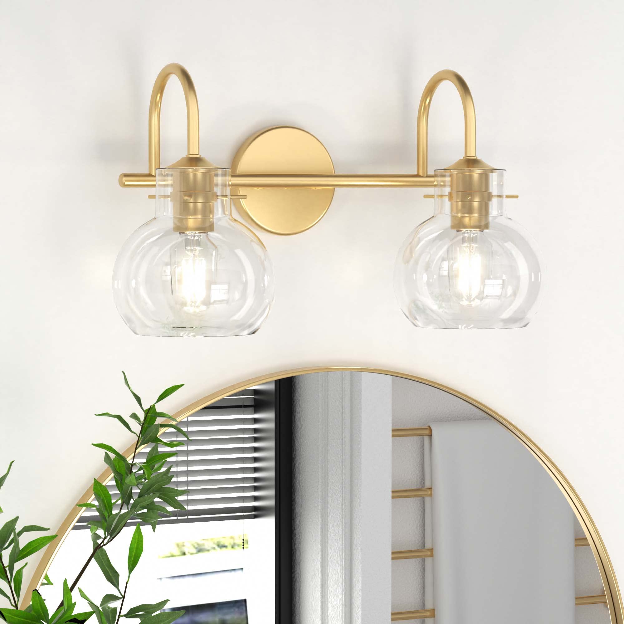 Paihome 2 Light Bathroom Light Fixture, Black Vanity Light For Bathroom Modern Wall Sconce Lighting Matte Black, Farmhouse Metal Wall Lamp With Globe Glass Shade, Wall Mount Light Fixture For Mirror