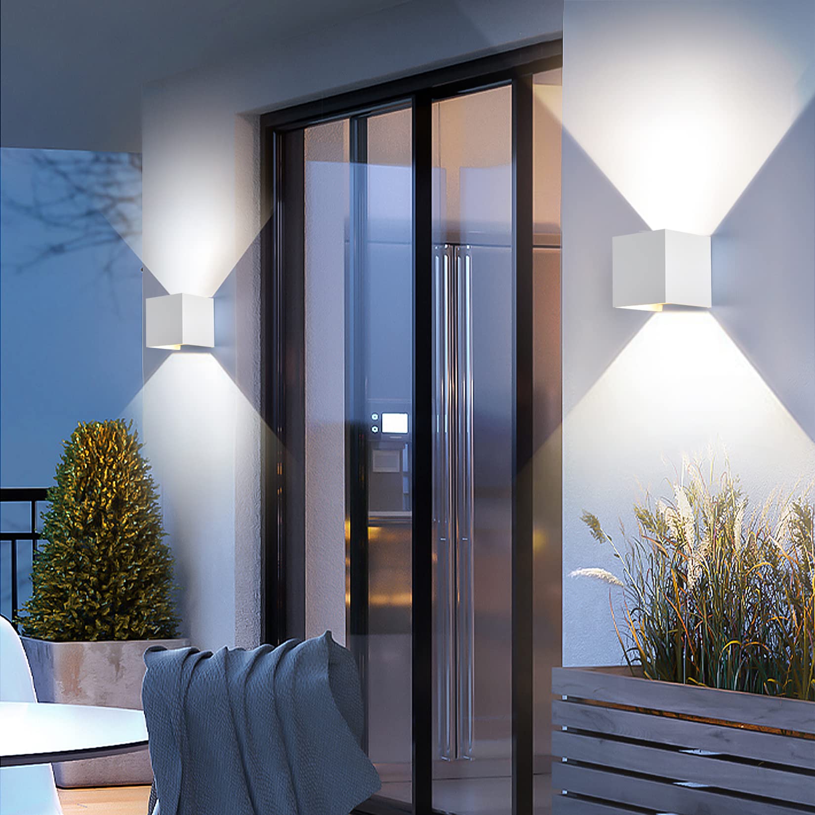 Mille Lucciole 2 Pack Outdoor Wall Lights G9 Model Aluminum White 4000K Adjustable Angle IP65 Waterproof Sconces