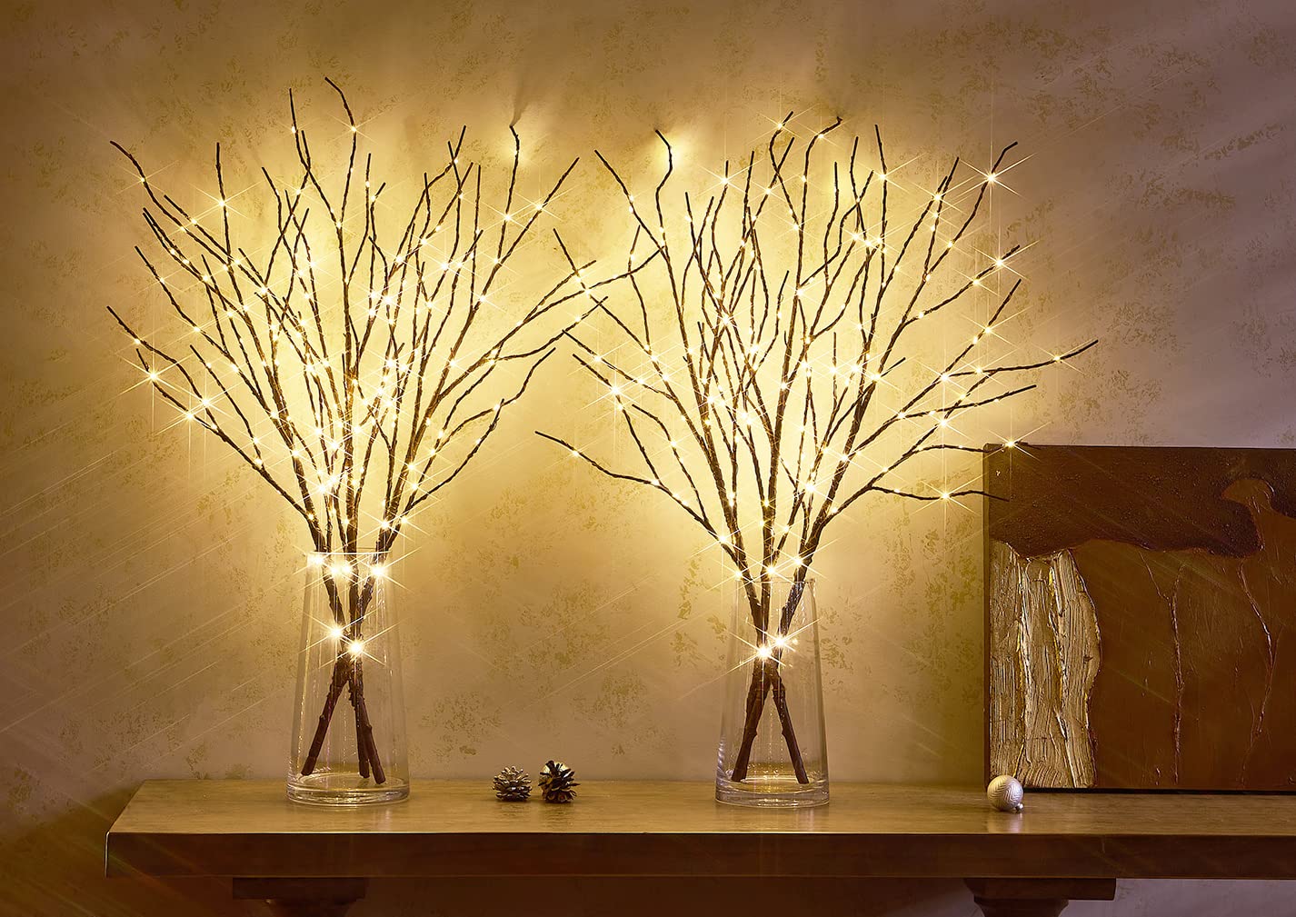 Litbloom Lighted Brown Willow Branches 30In 150 Led Plug In With Timer And Dimmer Tree Branch Lights With Warm White Lights For Holiday Christmas Home Decoration