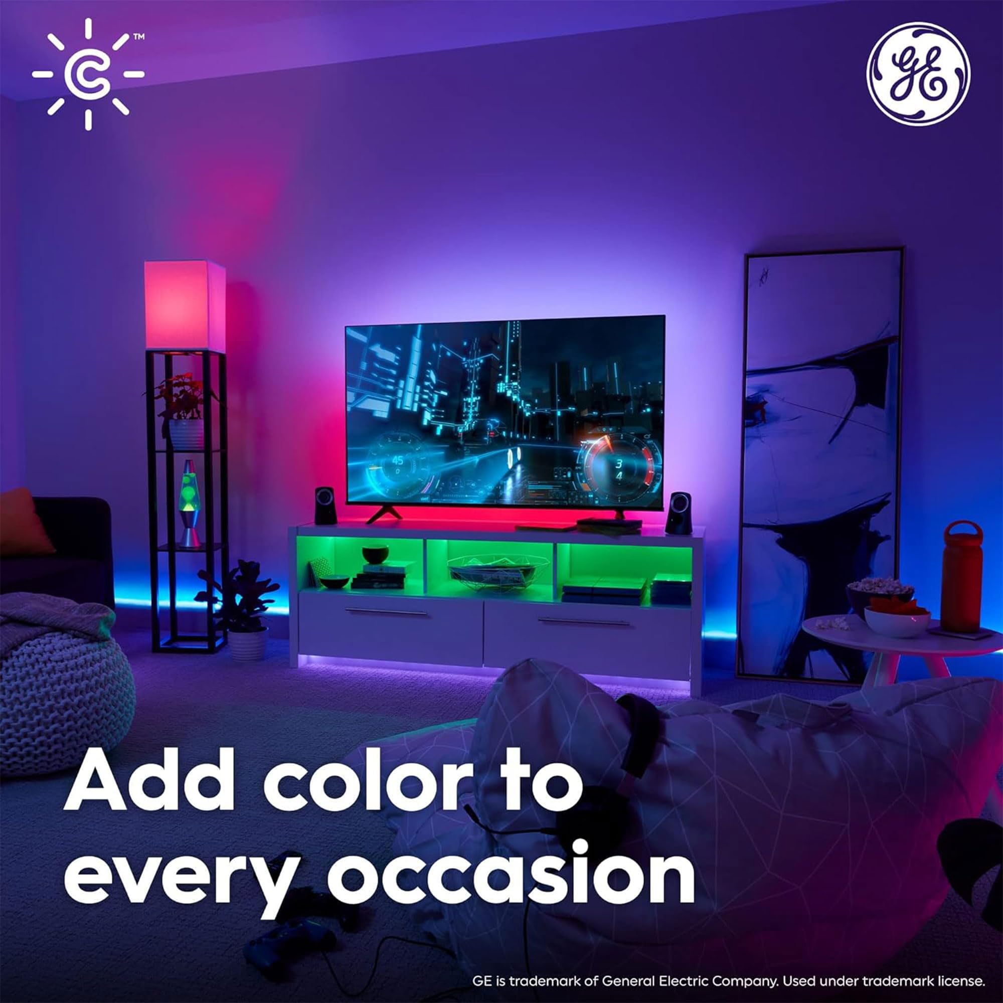 Ge Cync Smart Led Light Bulb, St19 Edison Style, Room Decor Aesthetic, Color Changing Wifi Light, 60W Equivalent, Works With Ama
