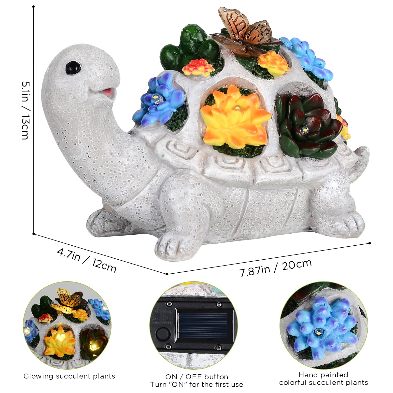 Turtle Solar Lights Outdoors Garden Statue Lawn Ornaments Turtle Solar Garden Statues With Butterfly Solar Lights Gifts For Women Men Birthday Gifts Turtle Garden Decor For Patio Lawn Porch Backyard