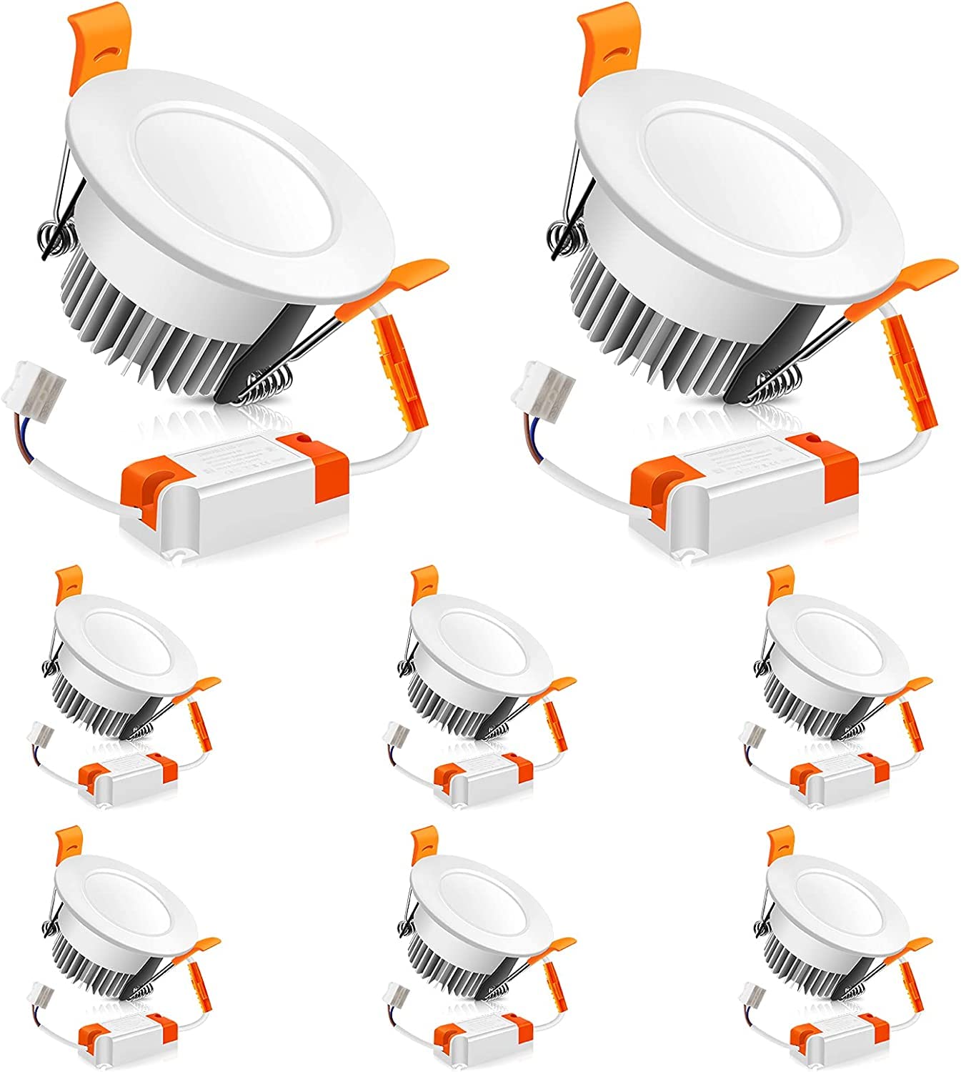 2 Inch Recessed Dimmable Downlight, 3W(35W Halogen Equivalent), 4000K Nature White, Cri80, Led Ceiling Light With Led Driver For Living Room, Hallway, Stairwell, Museum, Showroom, 8 Pack
