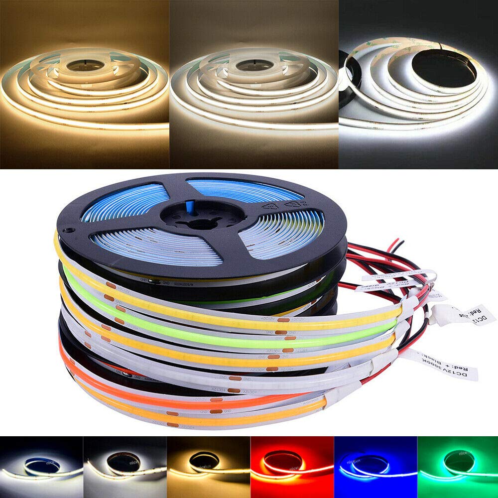 Kd-Tec 384Led/M Cob Flexible Led Strip Light 16.4Ft Dc12V Ice Blue Vinyl
