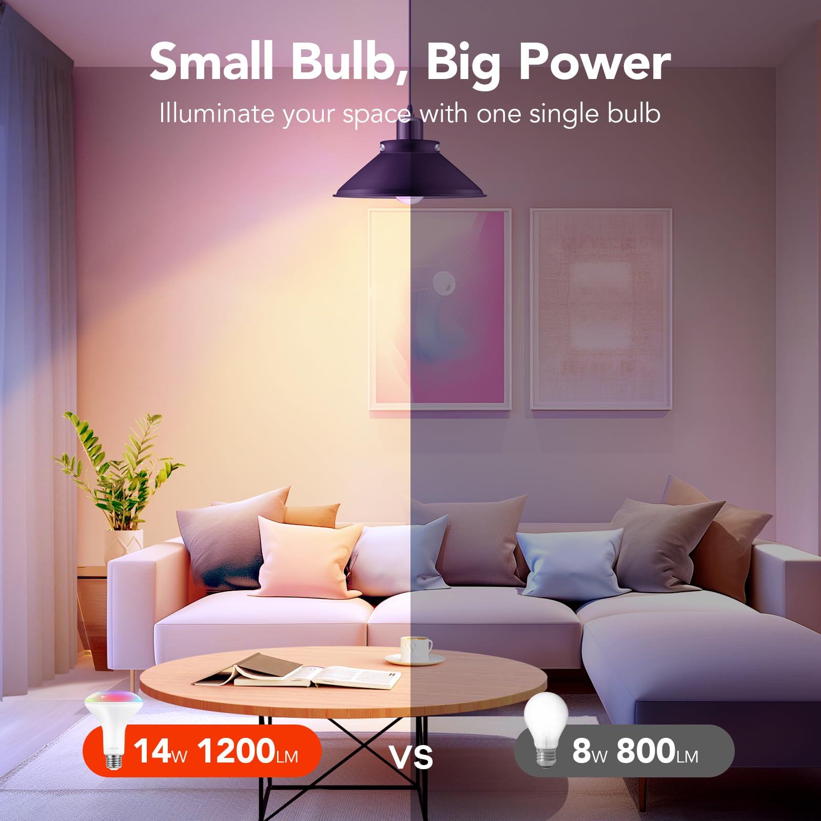 OREiN Smart Light Bulb BR30, 1200 Lumens, 4-Pack, Color Changing, Works with Alexa/Google Home, 2.4GHz WiFi, Plastic