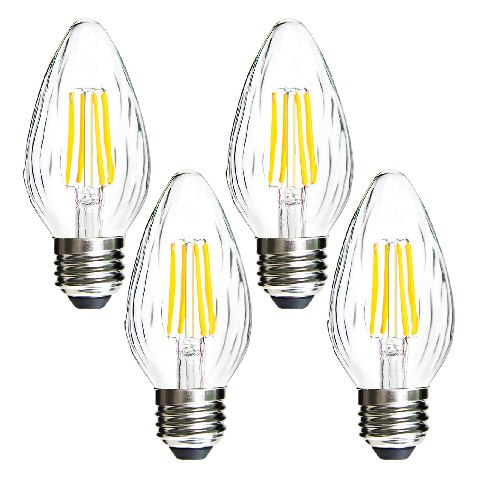 Langplus+ F15 4W Dimmable Led Porch Light Bulb, E26 Base 2700K Warm White Flame Wrinkle Glass Led Post Light Bulbs For Ceiling F