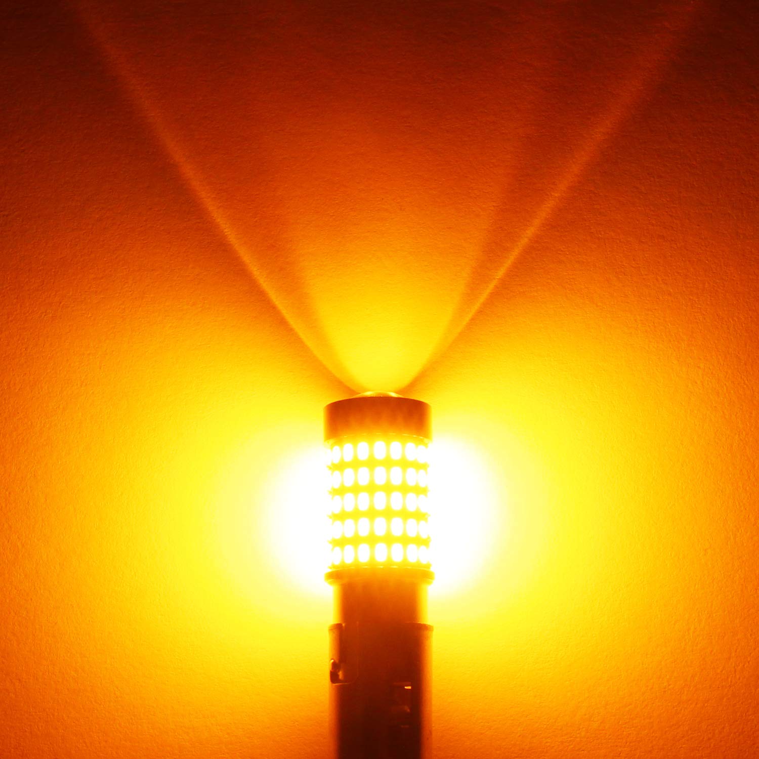 PHINLION LED Turn Signal Light Bulbs, 2800 Lumen, 1157/7528/BAY15D, Amber Yellow, Pack of 2
