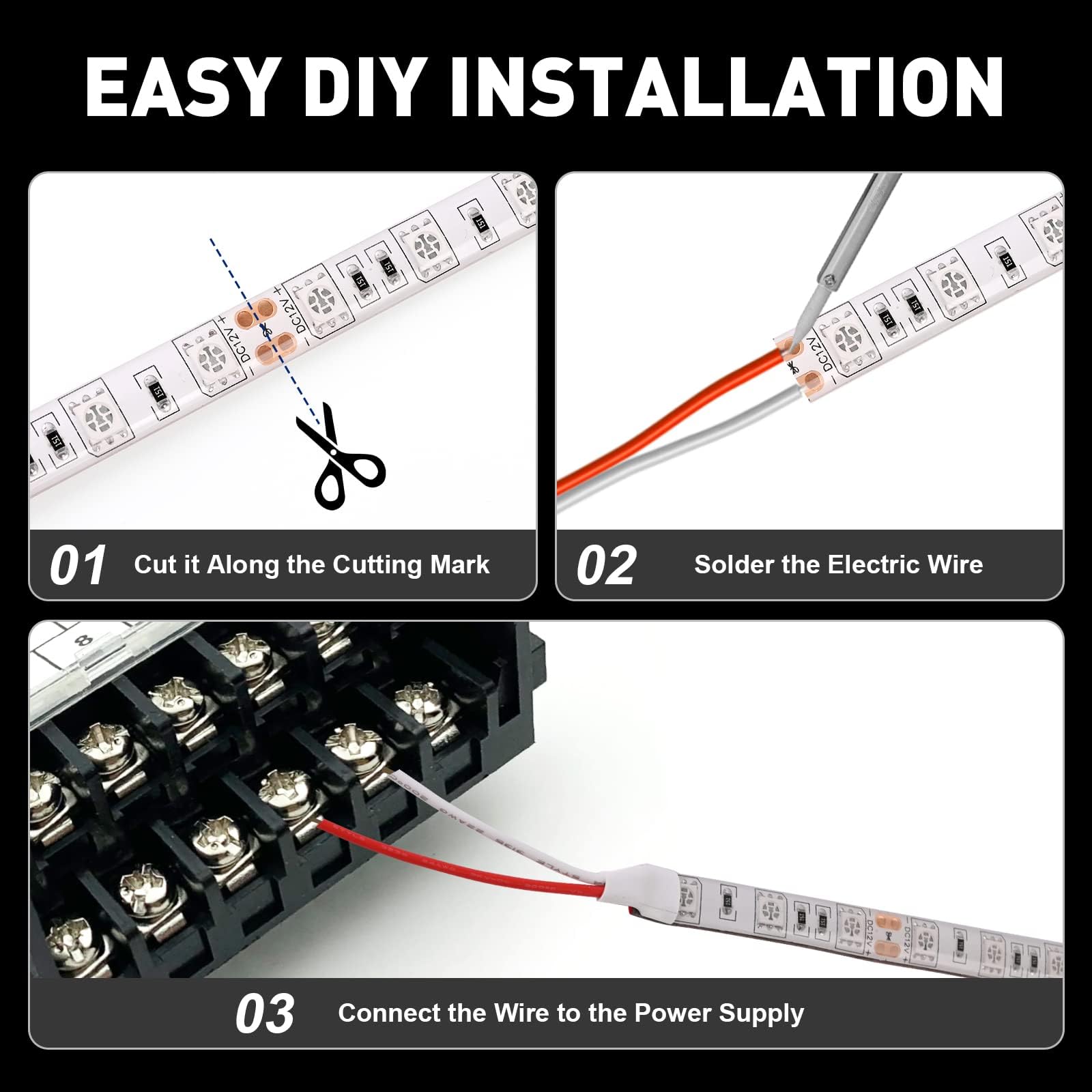 JUIOHAKY Marine LED Strip Lights 12V Waterproof for Boats, 50ft White, Model SPBNL001