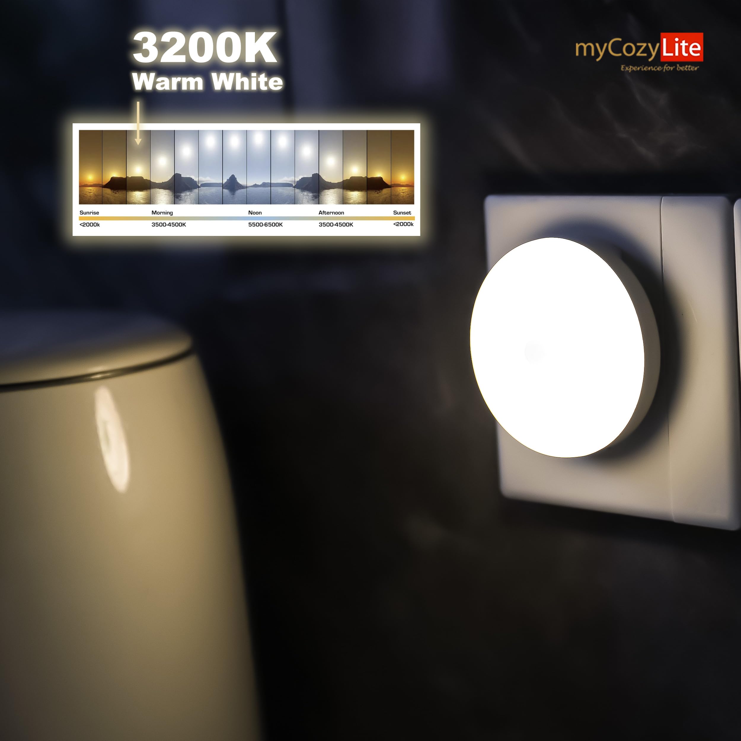 Night Lights Plug Into Wall, 2 Pack, Motion Sensor Night Light, Automatic Night Light, Warm Hue, Slim, Motion Activated Light In