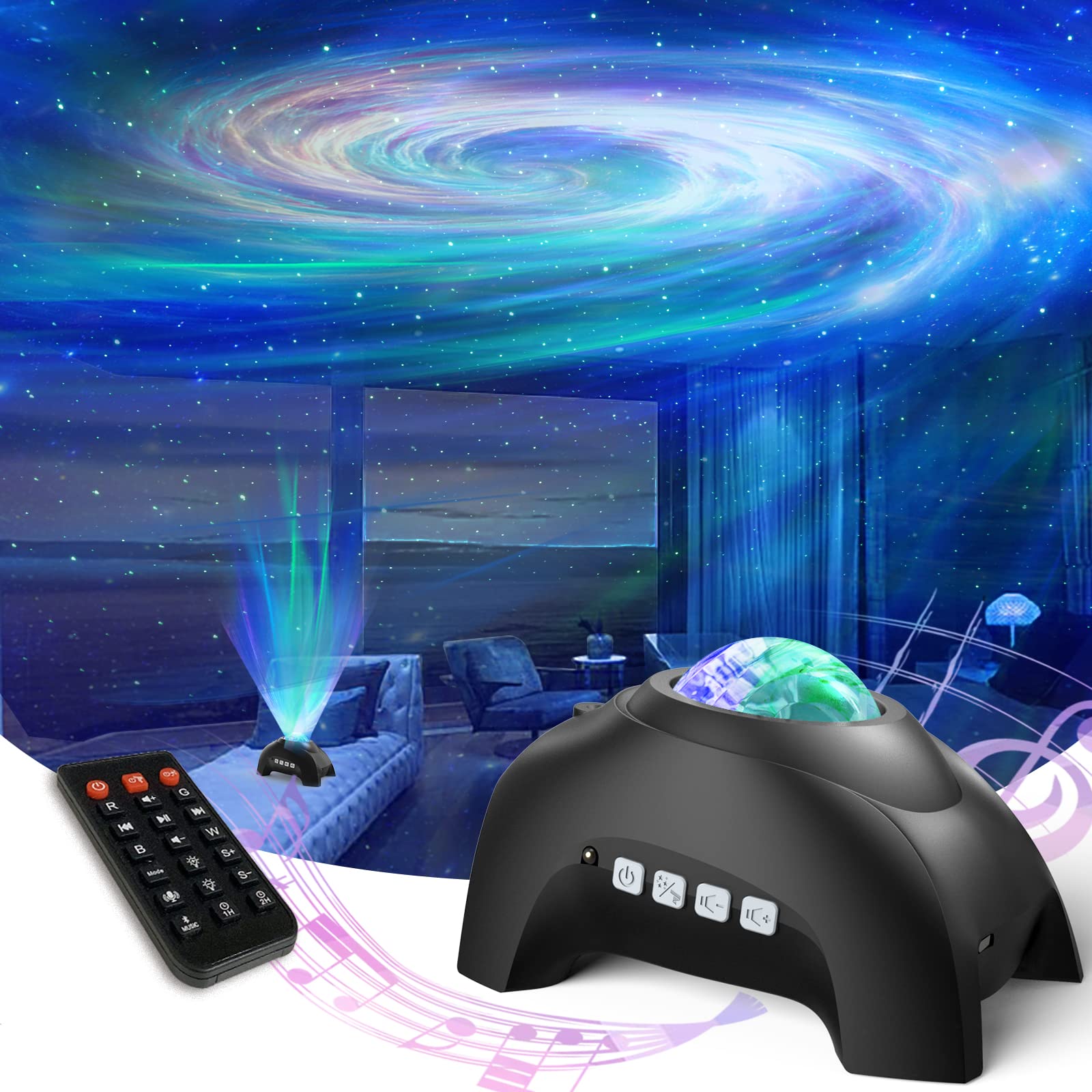 Airivo Star Projector, Galaxy Light Projector, Night Light Projector & Music Speaker & White Noise, Sound Machine Projector For
