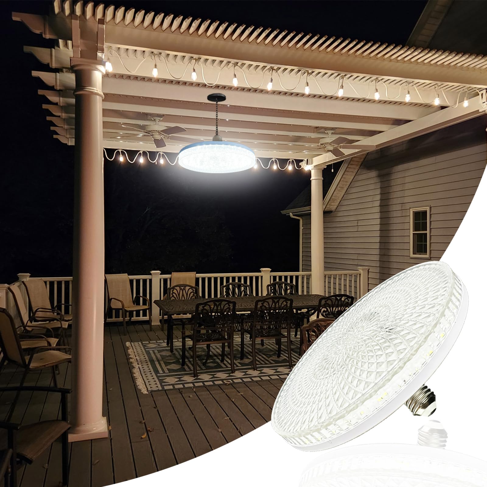 Ncbcnb E27 Ufo Garage Light Bulbs 260W Equivalent Efficient 40W 7Inch 3000Lm, Led Light Bulbs, 6500K Daylight White Light E27/26