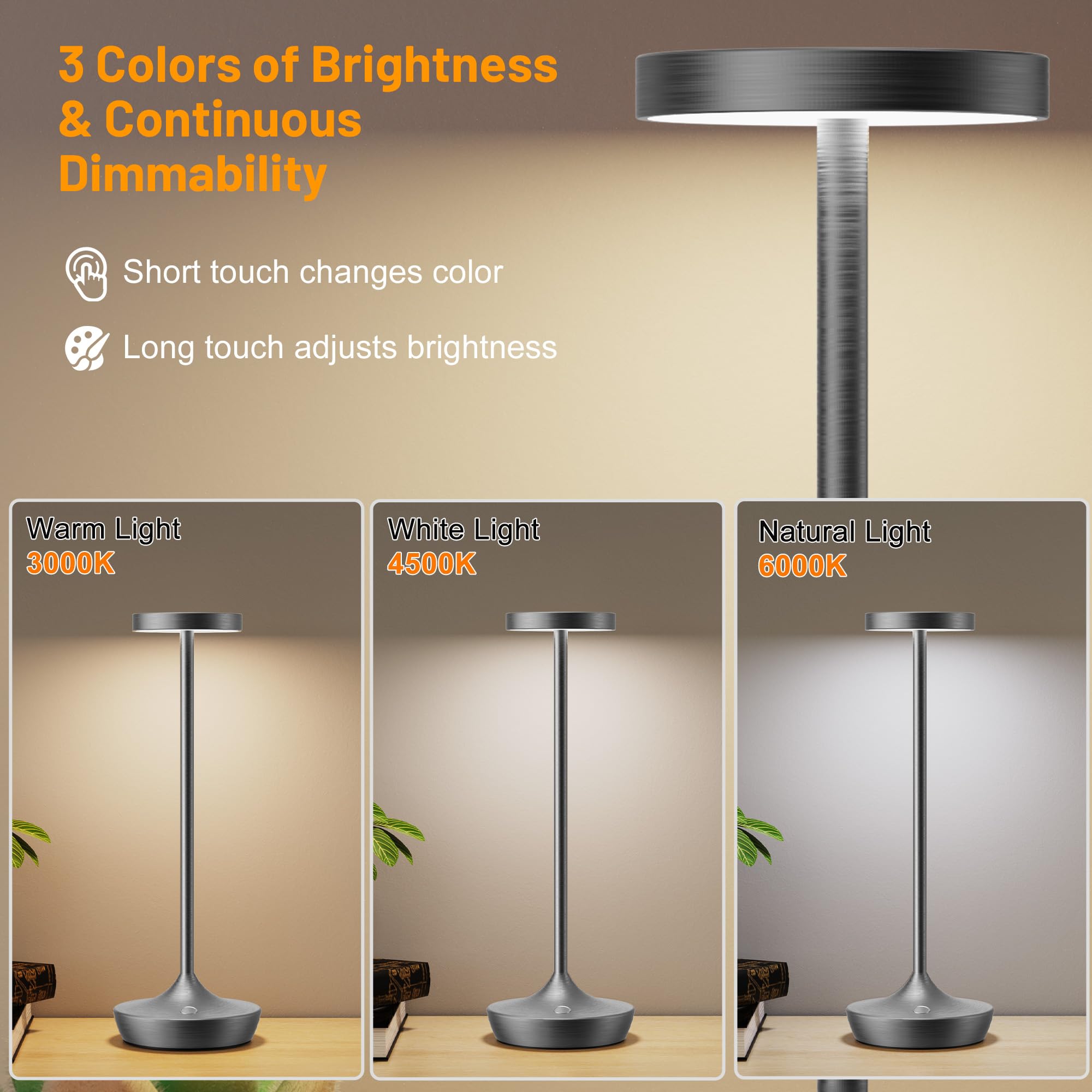 Willdoak Cordless Table Lamp Outdoor - Rechargeable 6000Mah Battery Operated Table Light - Led Portable Touch Dimmable Waterproo