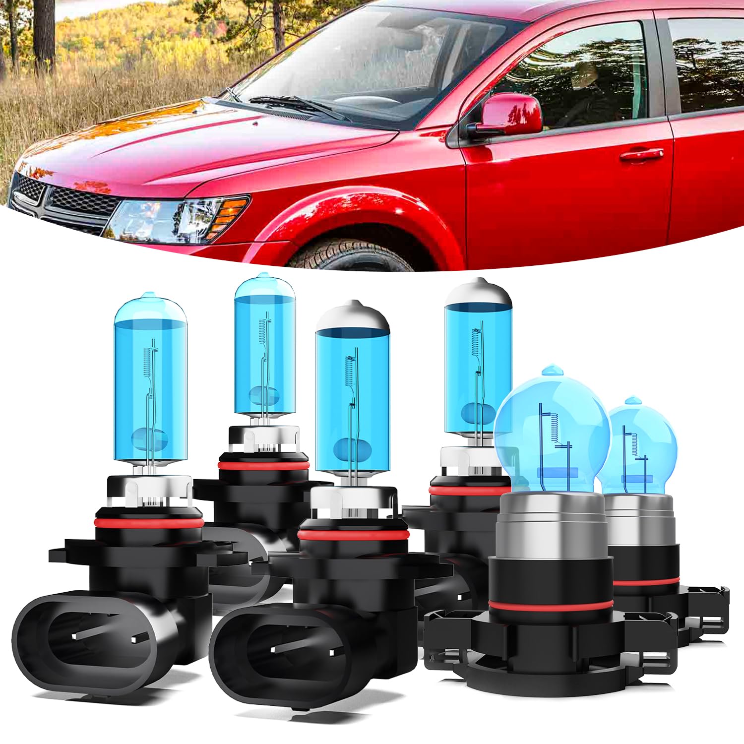 TTDBDAN Headlights Fit For Dodge Journey 2011-2018 Halogen Headlight Bulbs,9005/HB3/H10 High Beam+ 9006/HB4 Low Beam+ h16/5202 F