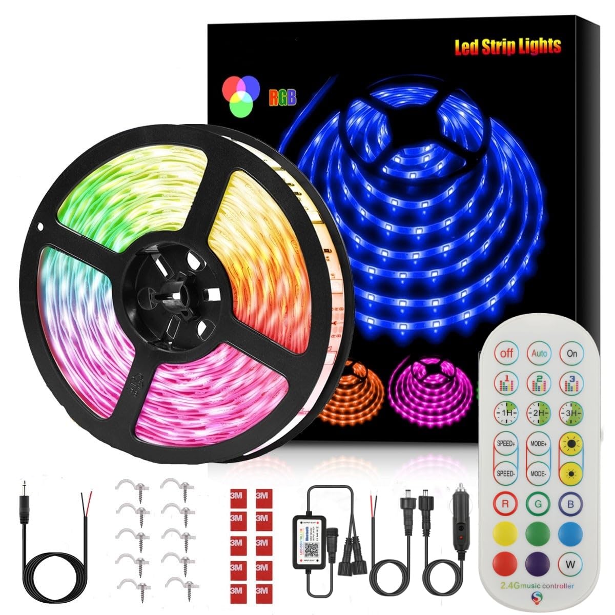 ROLiGHTiC RV Awning Lights Strip, 12V Multi-Color LED, 65.6FT with APP & RF Control