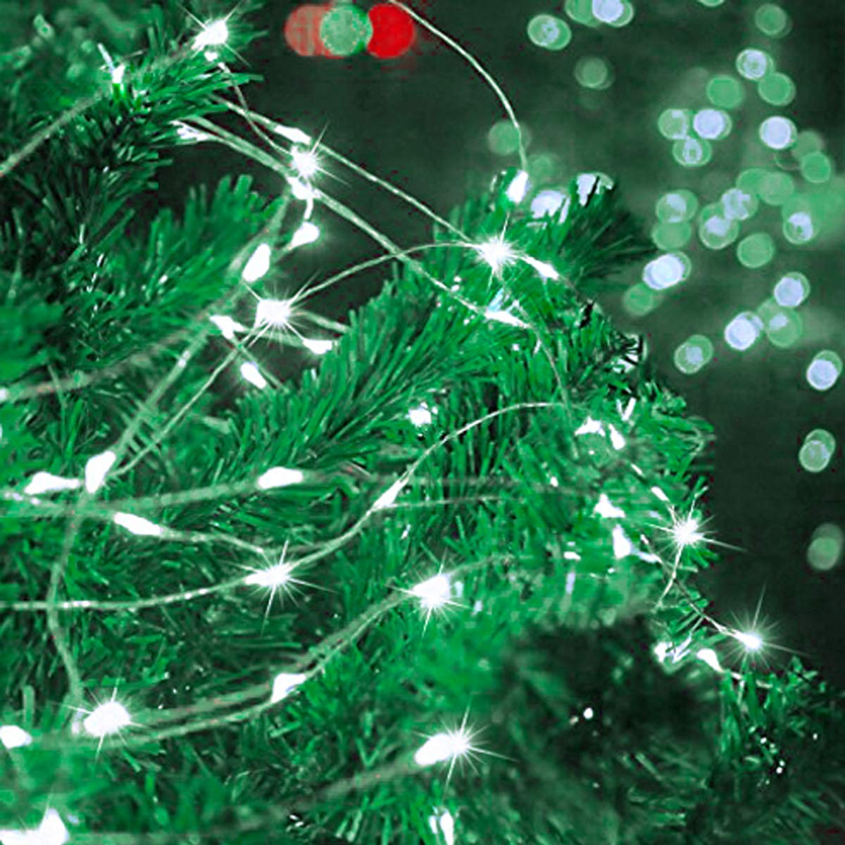 Decute Fairy String Lights 300LED Silver Wire 99FT Remote Cool White RKP-UL120500DP-2 for Christmas Wedding Party Decor