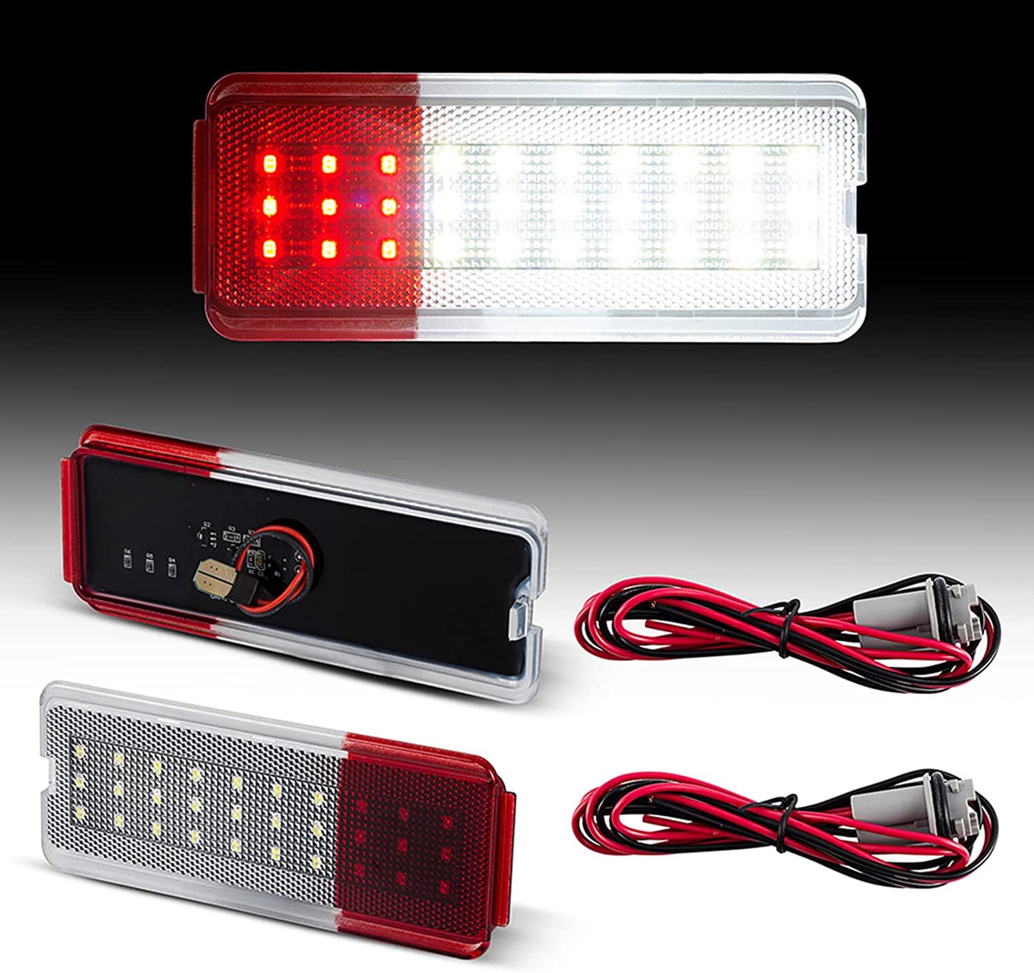 Puddle Light LED Courtesy Door Panel Lights for Ford F250/F350/F450/F550 1999-2007 & Excursion 2000-2005, White & Red, Plastic