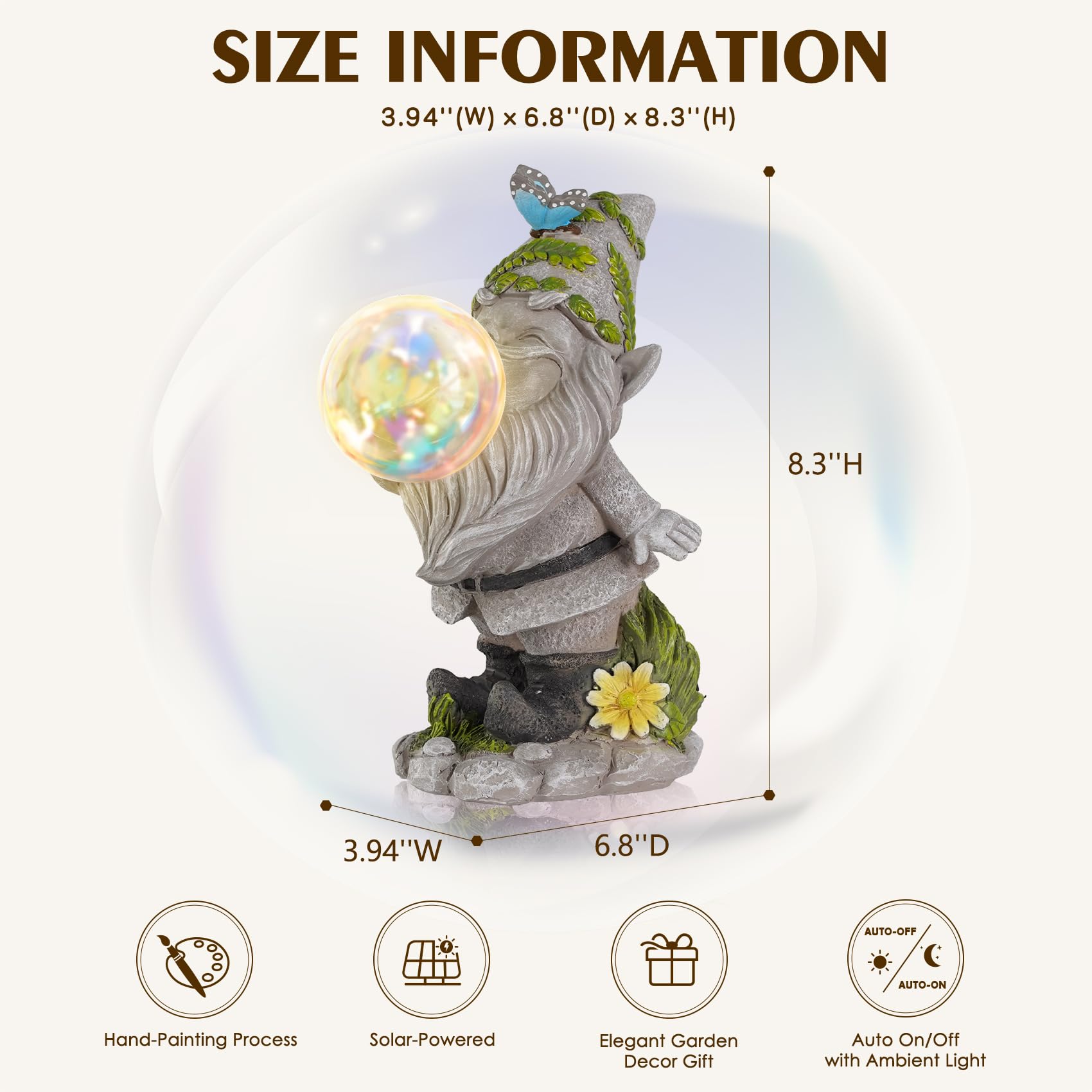 Mininova Cute Solar Decor Statues Outdoor Standing Gnome Blowing Bubble Beautiful Garden Decorations For Patio Lawn Porch Housew