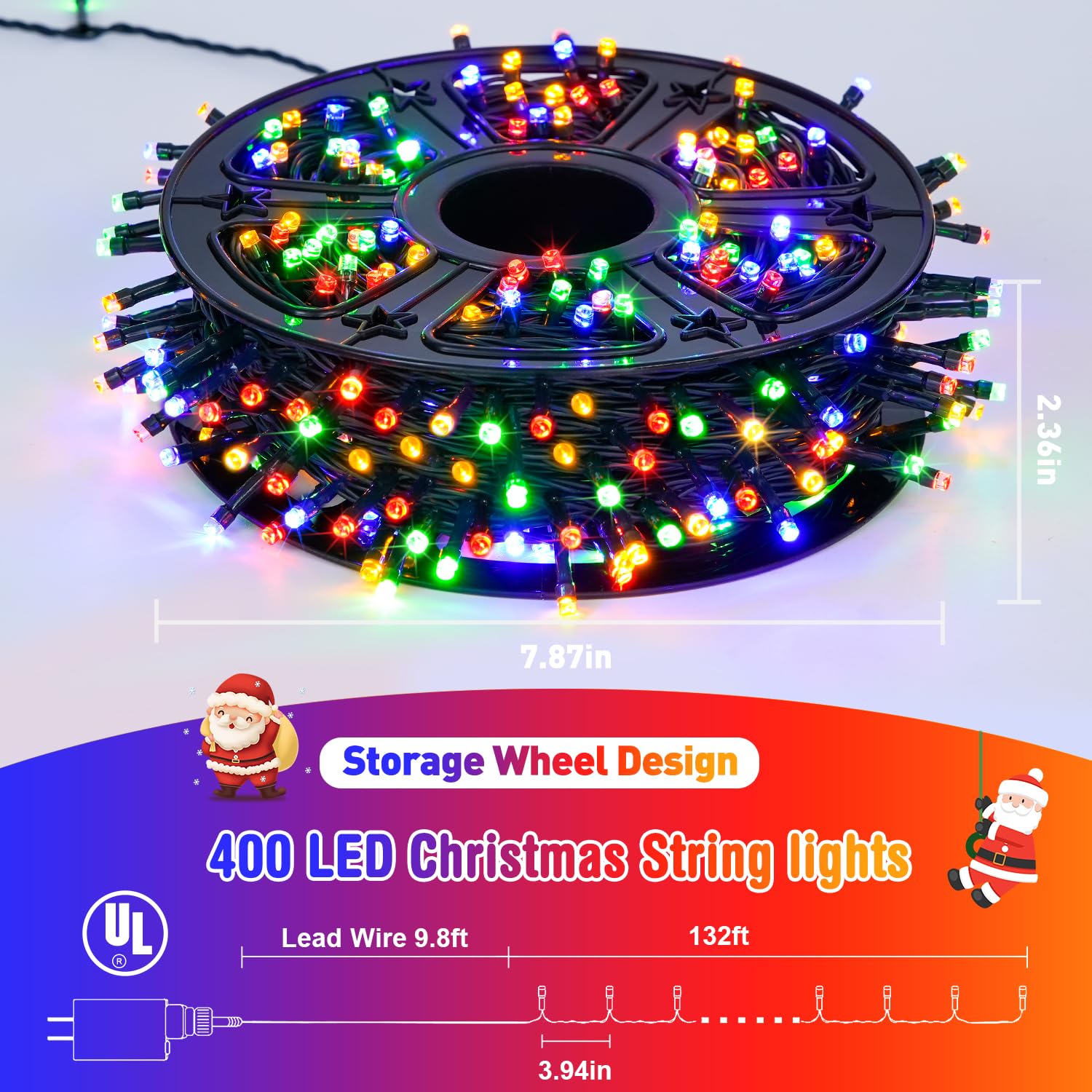 Jmexsuss 400 Led Christmas Lights Outdoor Decorations, 132Ft Multicolor Christmas Tree Lights With Remote, Indoor String Lights