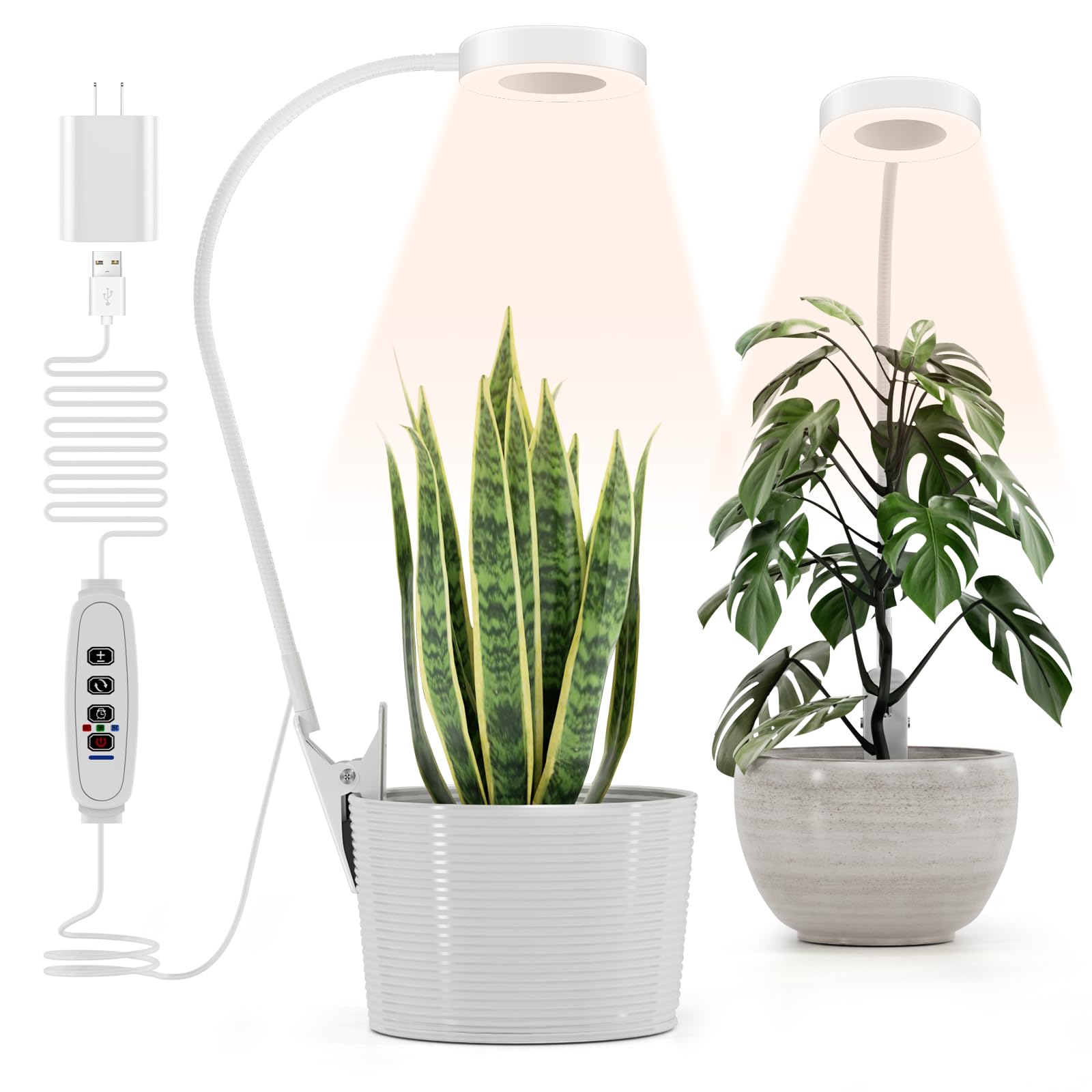 Pot Clip on Grow Lights for Indoor Plants Full Spectrum,LED Plant Lights For Indoor Growing,10-Level Dimmable & Timer,Adjustable
