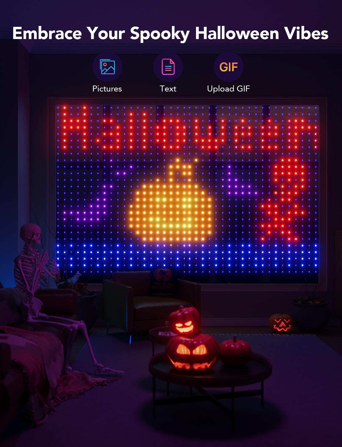 Govee Curtain Lights, Smart Led Curtain Lights, Color Changing Wall Lights, Dynamic Diy Curtain String Lights For Bedroom Living Room Holiday Decor, Outdoor Ip65 Waterproof,4.9X6.6Ft, 520 Rgbic Led