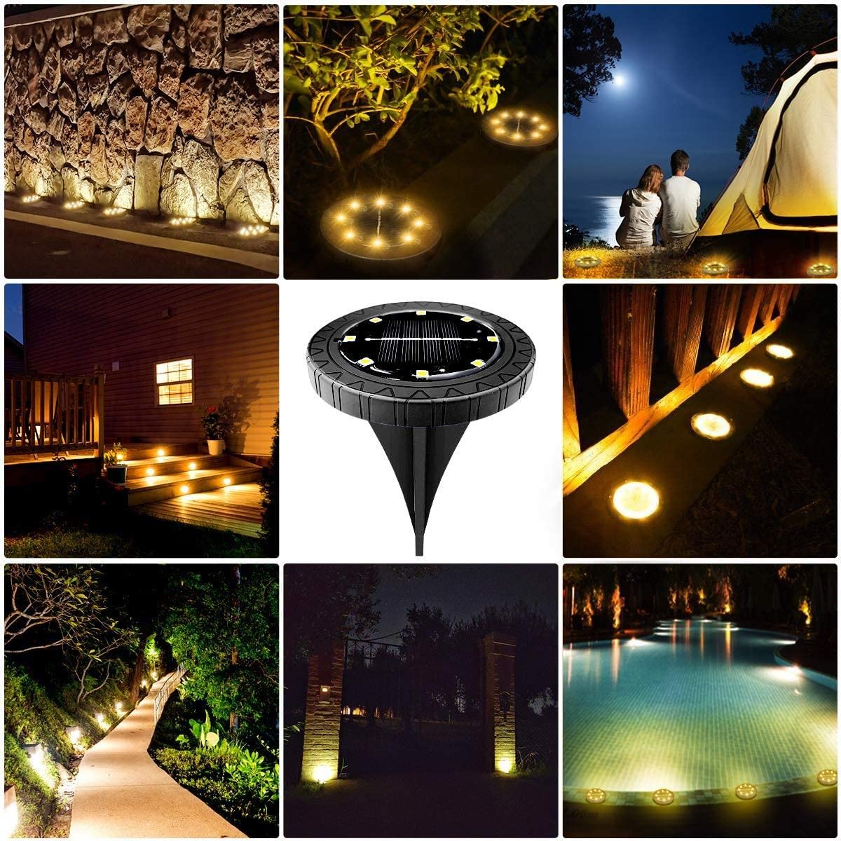 Solar Powered Ground Lights 12 Pack,Waterproof Led Solar Lights Outdoor Solar Disk Lights Decorative,Solar Garden Lights For Lan