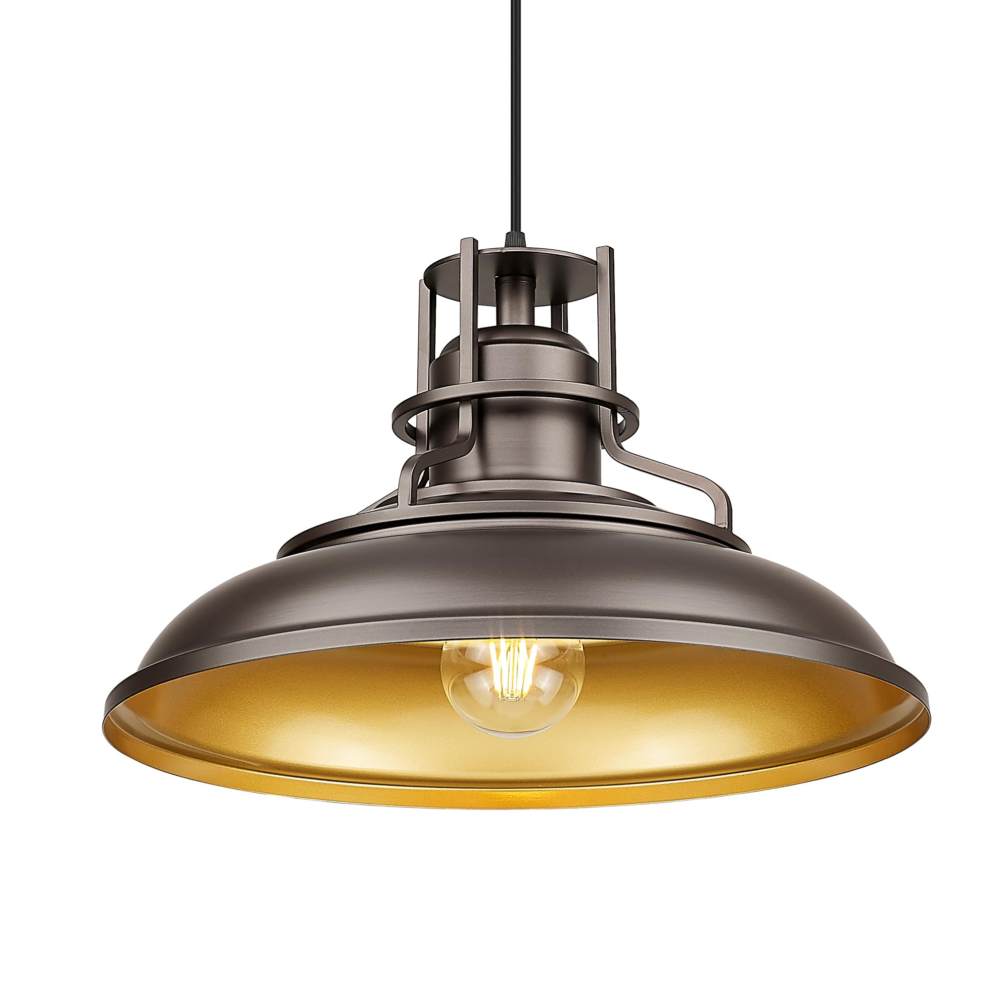 FEMILA 18in Outdoor Pendant Light, Farmhouse Style, Alloy Steel, Oil Rubbed Bronze Finish, Model 4FY15-MP-L ORB, Adjustable Height
