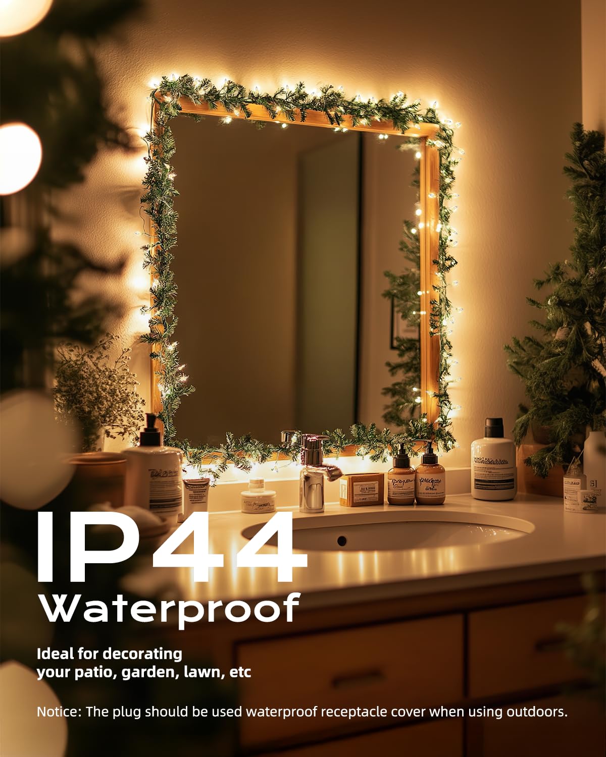 Brightown 100-Count Clear Incandescent Mini String Lights, 25ft Warm White for Indoor Holiday Decor, Christmas Tree Garland, Model HWO-100/2FC